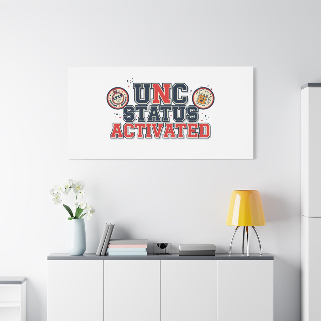 UNC Status Activated Canvas, Stretched | Varsity Crest, Midlife Humor