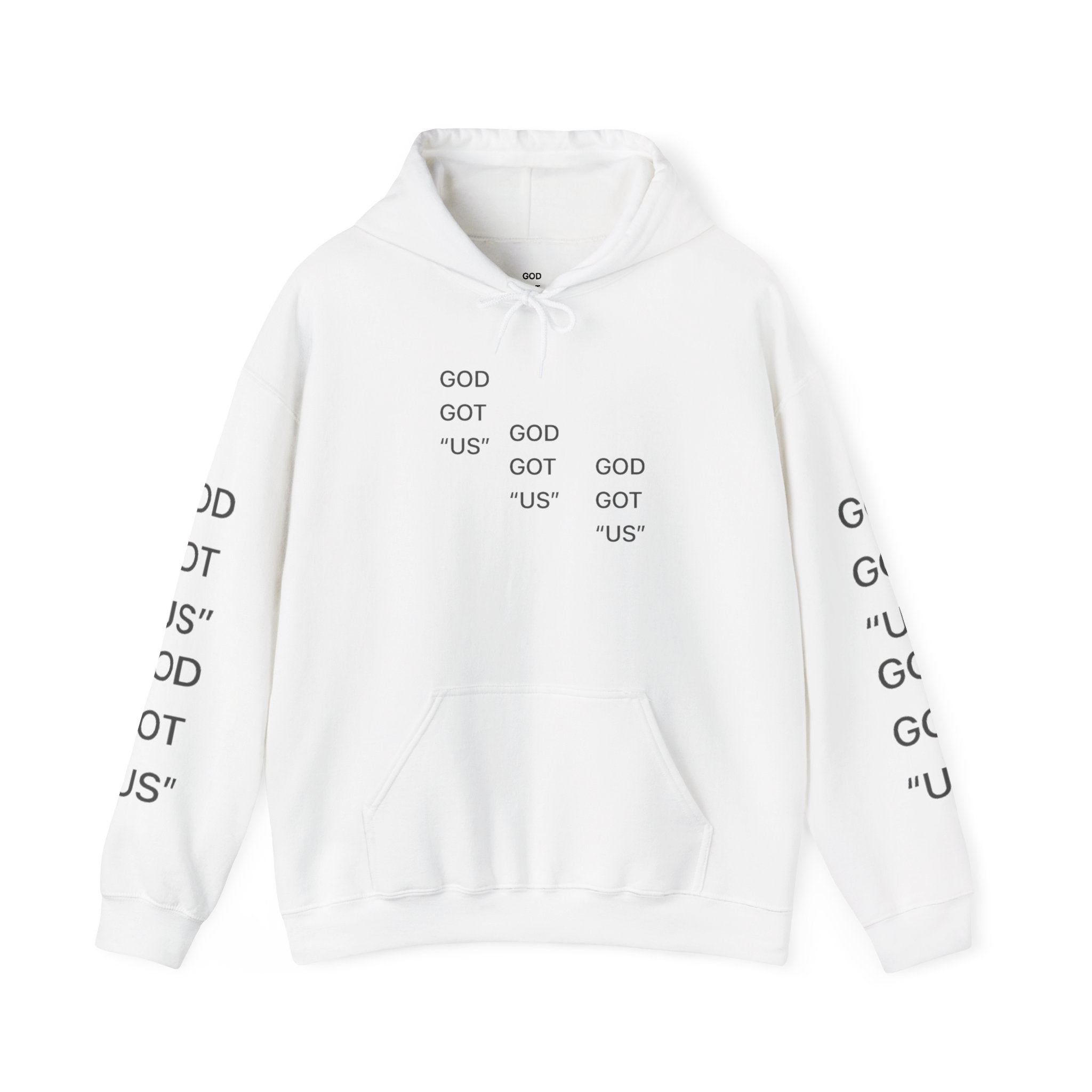 God Got Us™ Hoodie — Minimal Text Graphic Pullover