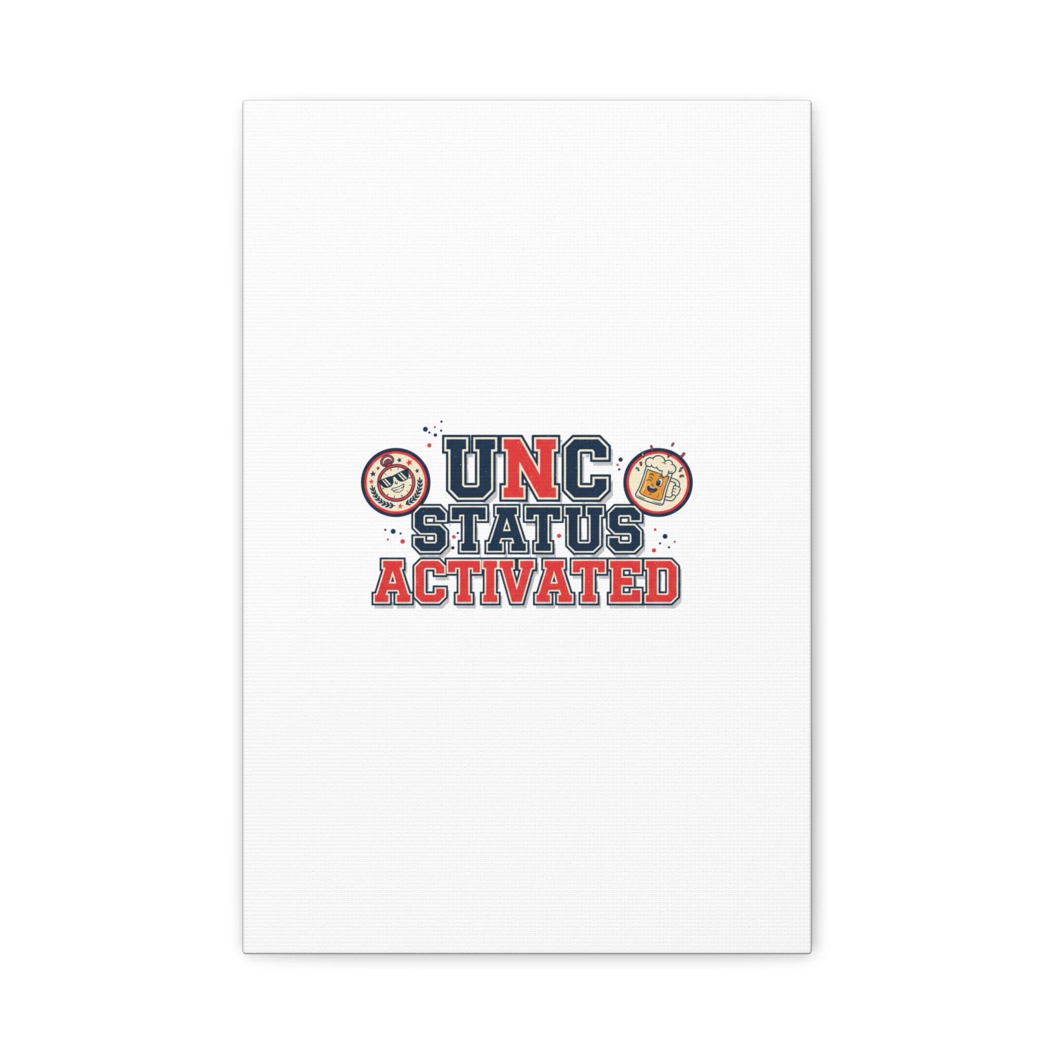 UNC Status Activated Canvas, Stretched | Varsity Crest, Midlife Humor