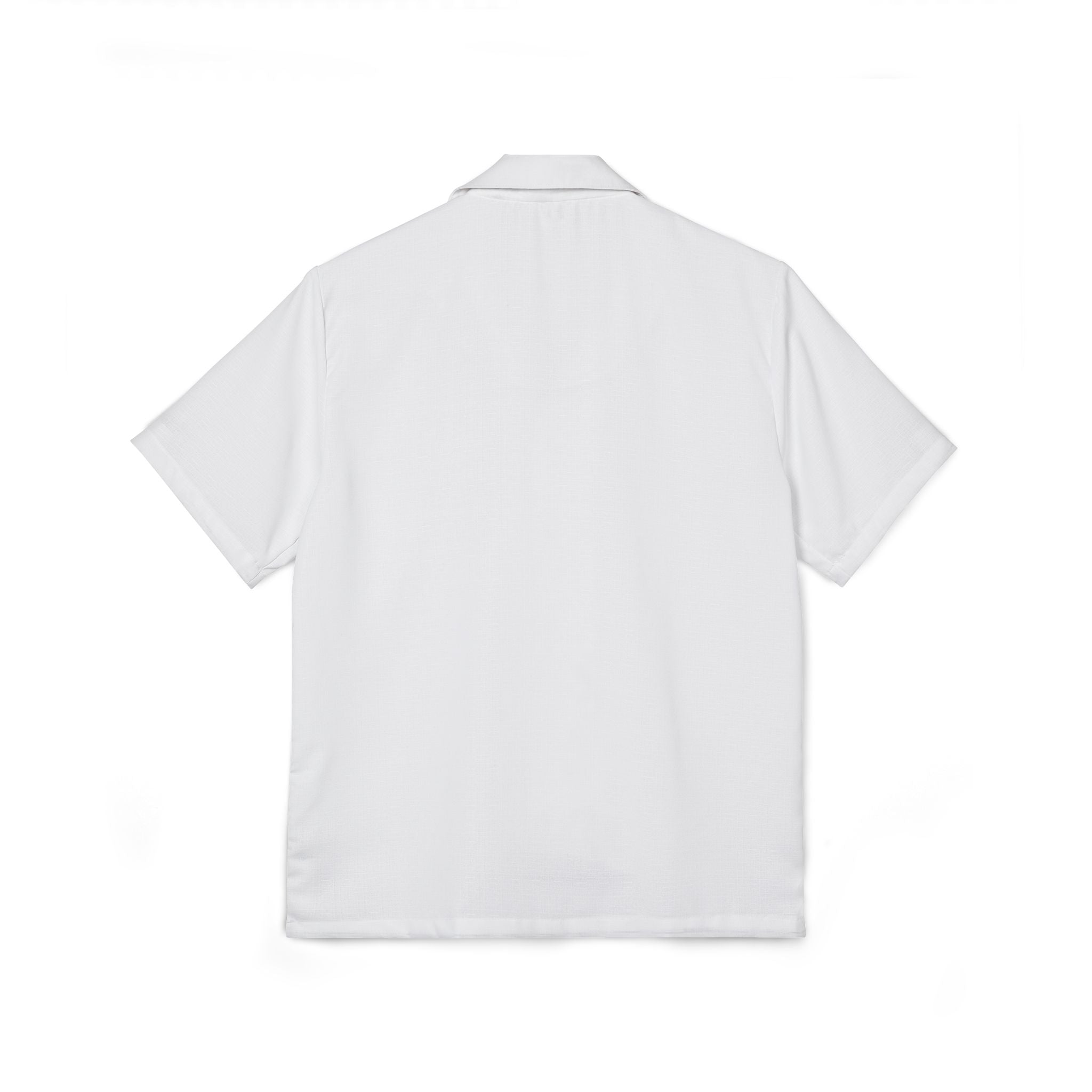 Men's AU|RU-White Hawaiian Camp Shirt - Minimal Embroidered Aloha Button-Up