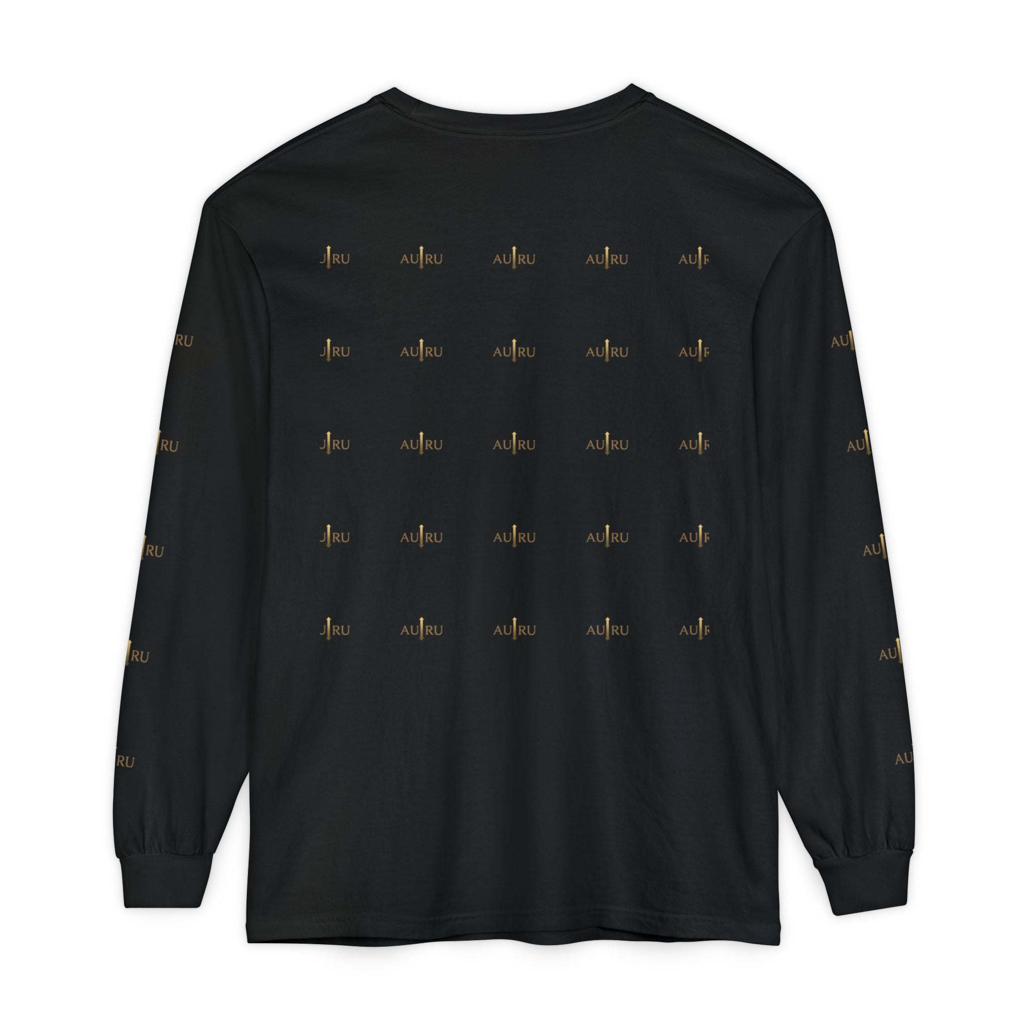 AU|RU Logo Long Sleeve Tee — Branded Gold Pattern Shirt