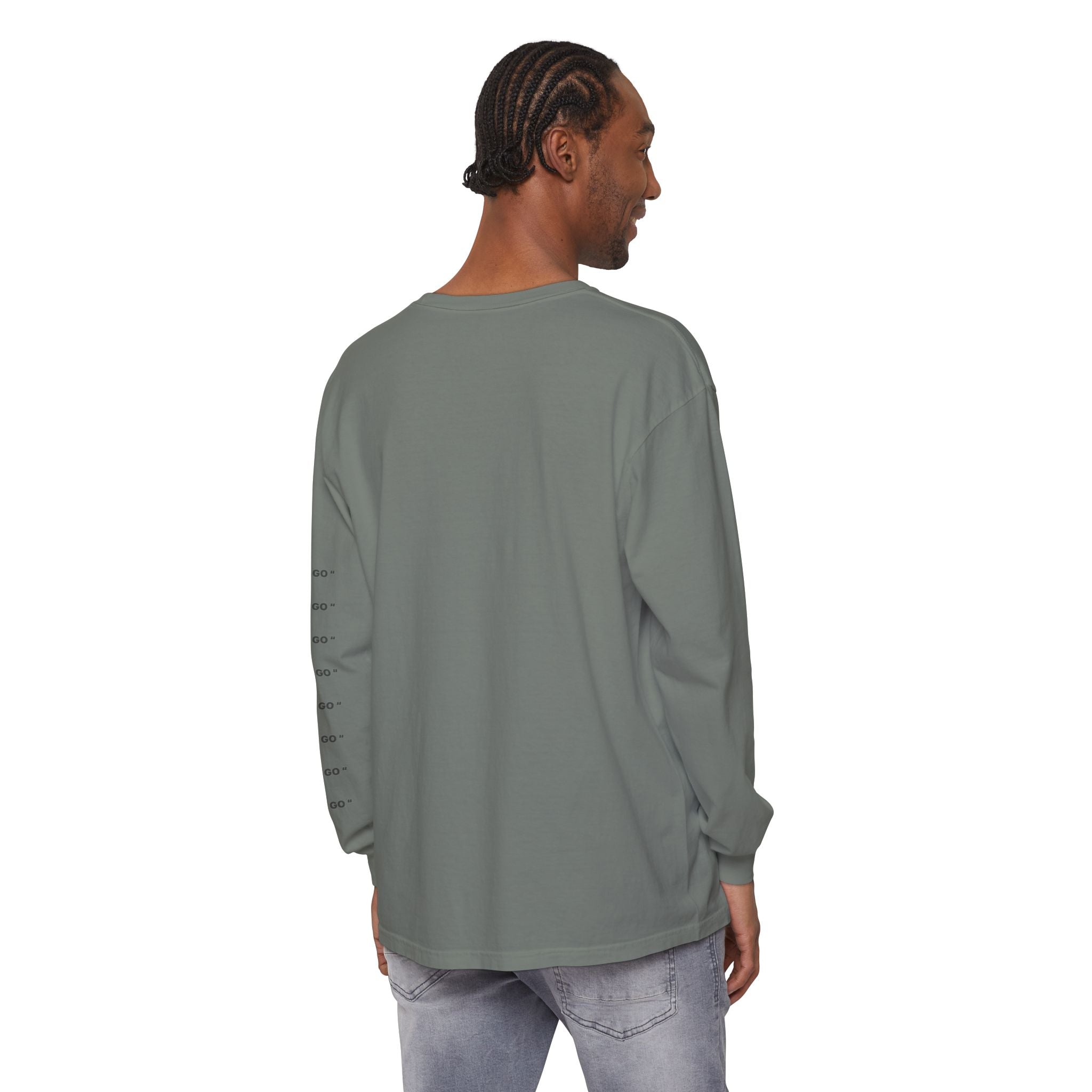 "LET GO" Long Sleeve Tee — Minimalist Inspirational Graphic Shirt