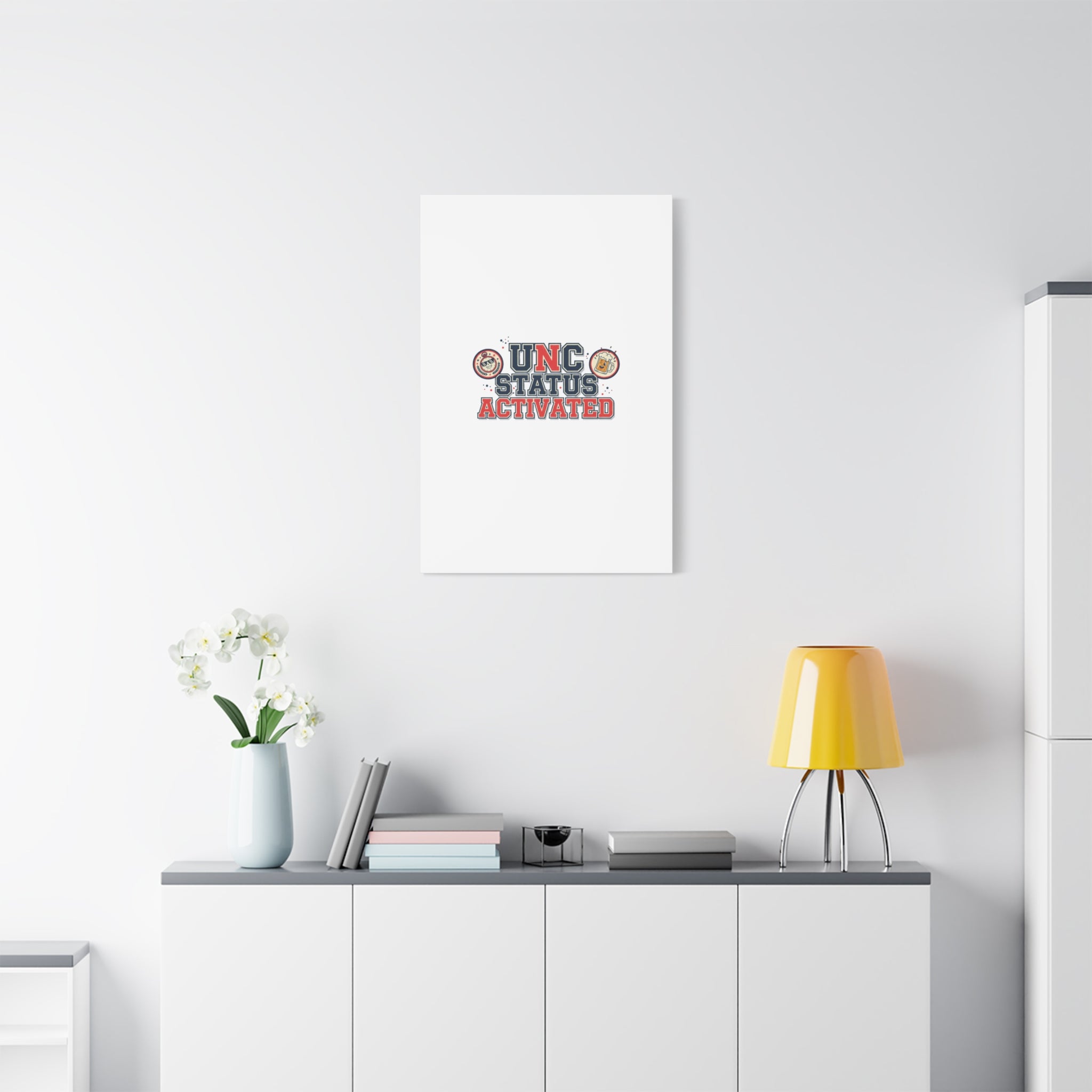 UNC Status Activated Canvas, Stretched | Varsity Crest, Midlife Humor