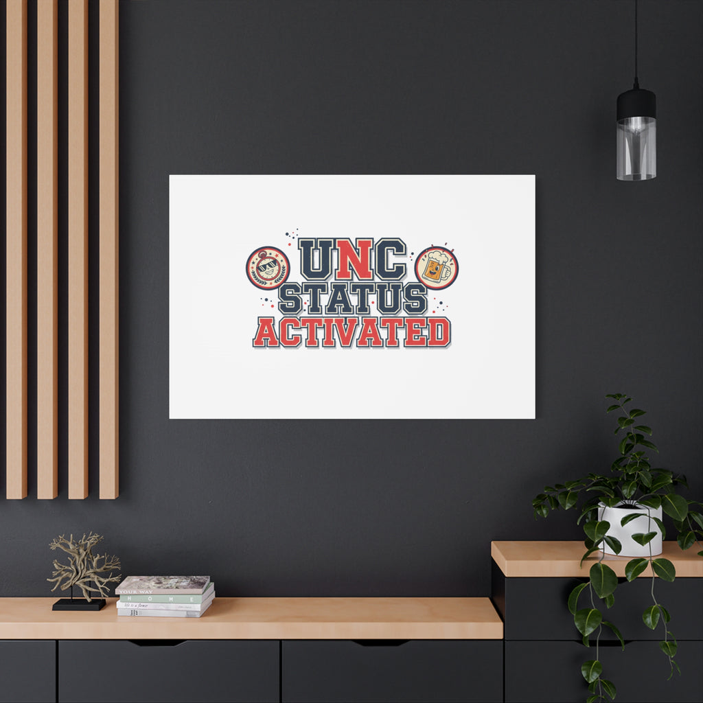 UNC Status Activated Canvas, Stretched | Varsity Crest, Midlife Humor