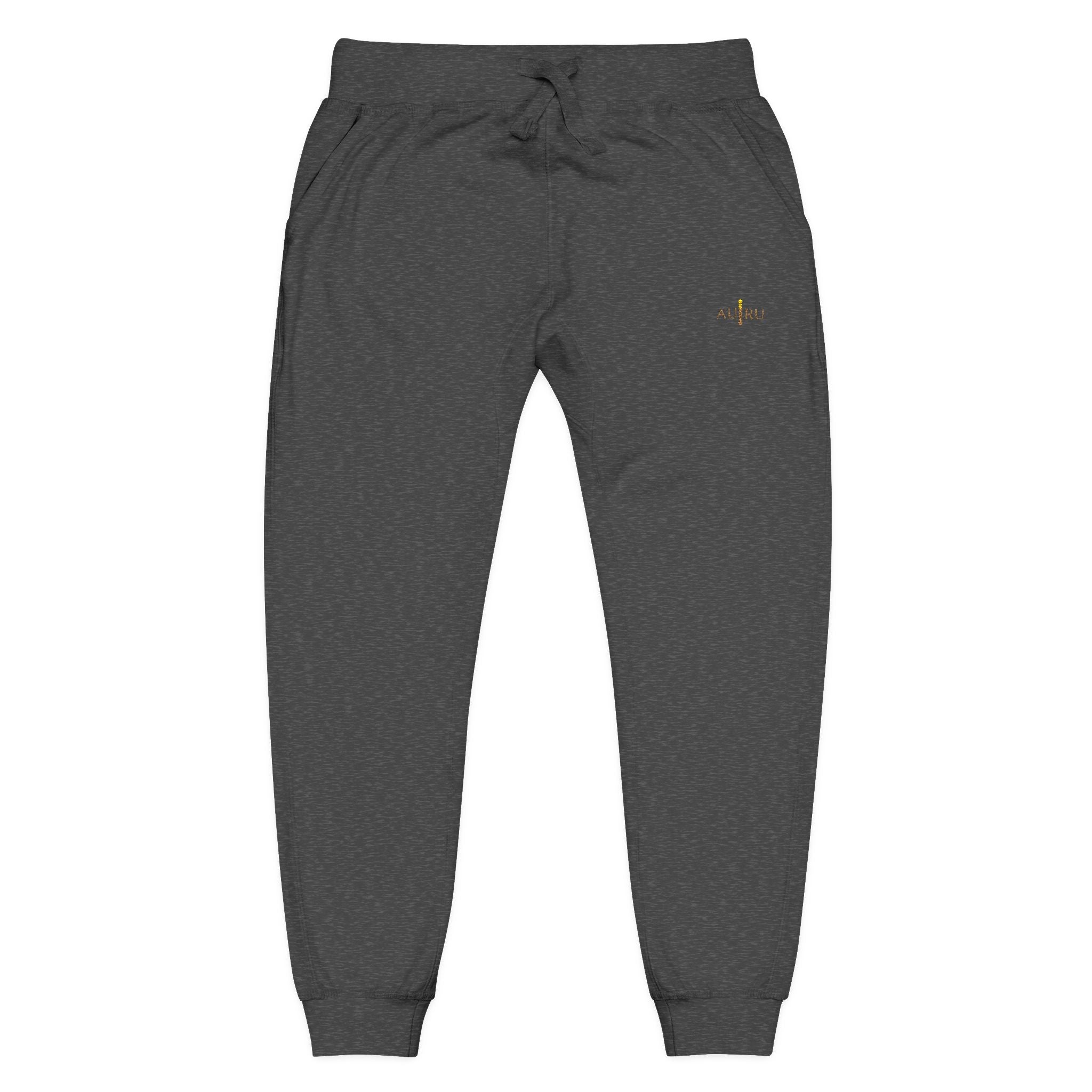 Embroidered Olive Fleece Sweatpants — Cozy Joggers with Minimal Gold Accent