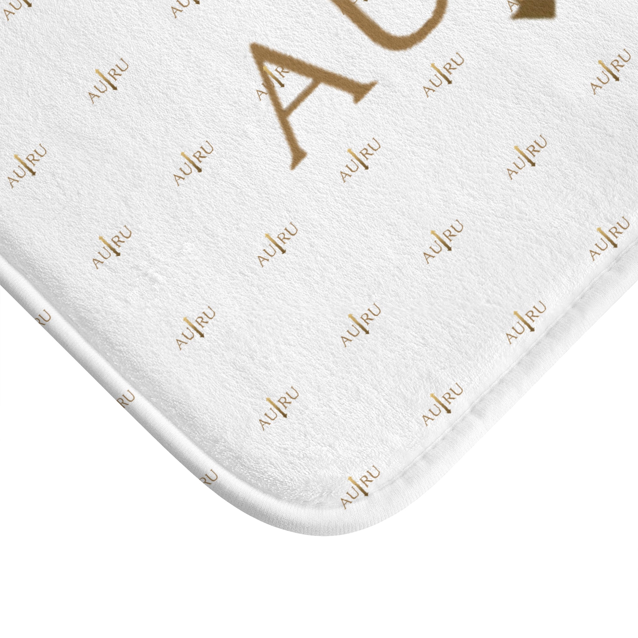 AU|RU-Gold Monogram Bath Mat — Elegant Metallic Arrow Pattern