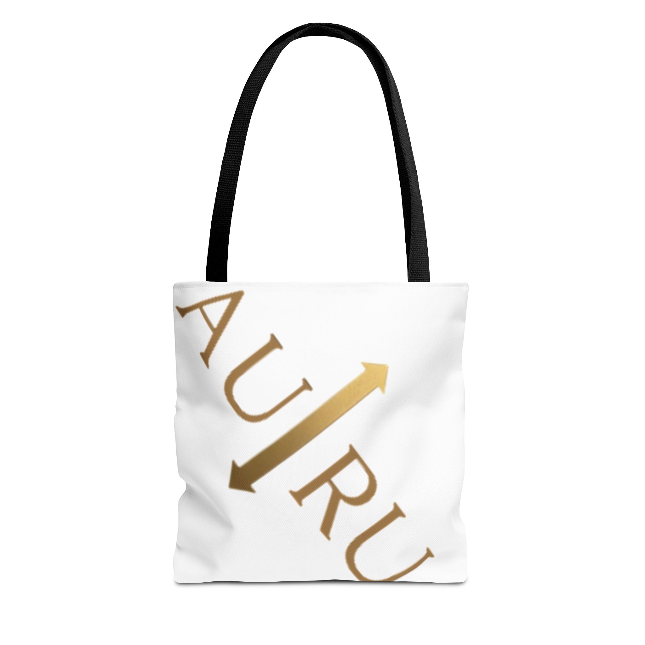 Golden Arrow Script Tote Bag — Modern Typography AOP Tote-AURU