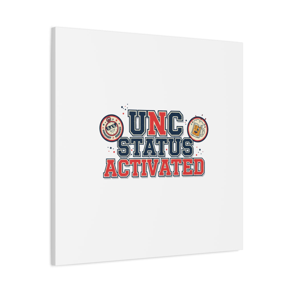 UNC Status Activated Canvas, Stretched | Varsity Crest, Midlife Humor