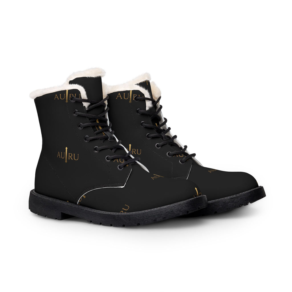 Women's AU|RU Fur-Lined Leather Lace-Up Boots — Insulated Winter Ankle Boots