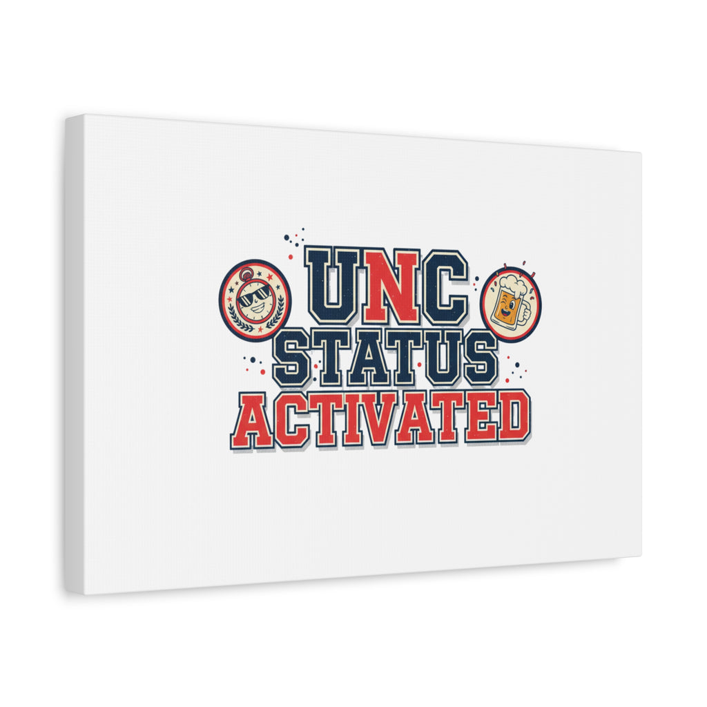 UNC Status Activated Canvas, Stretched | Varsity Crest, Midlife Humor