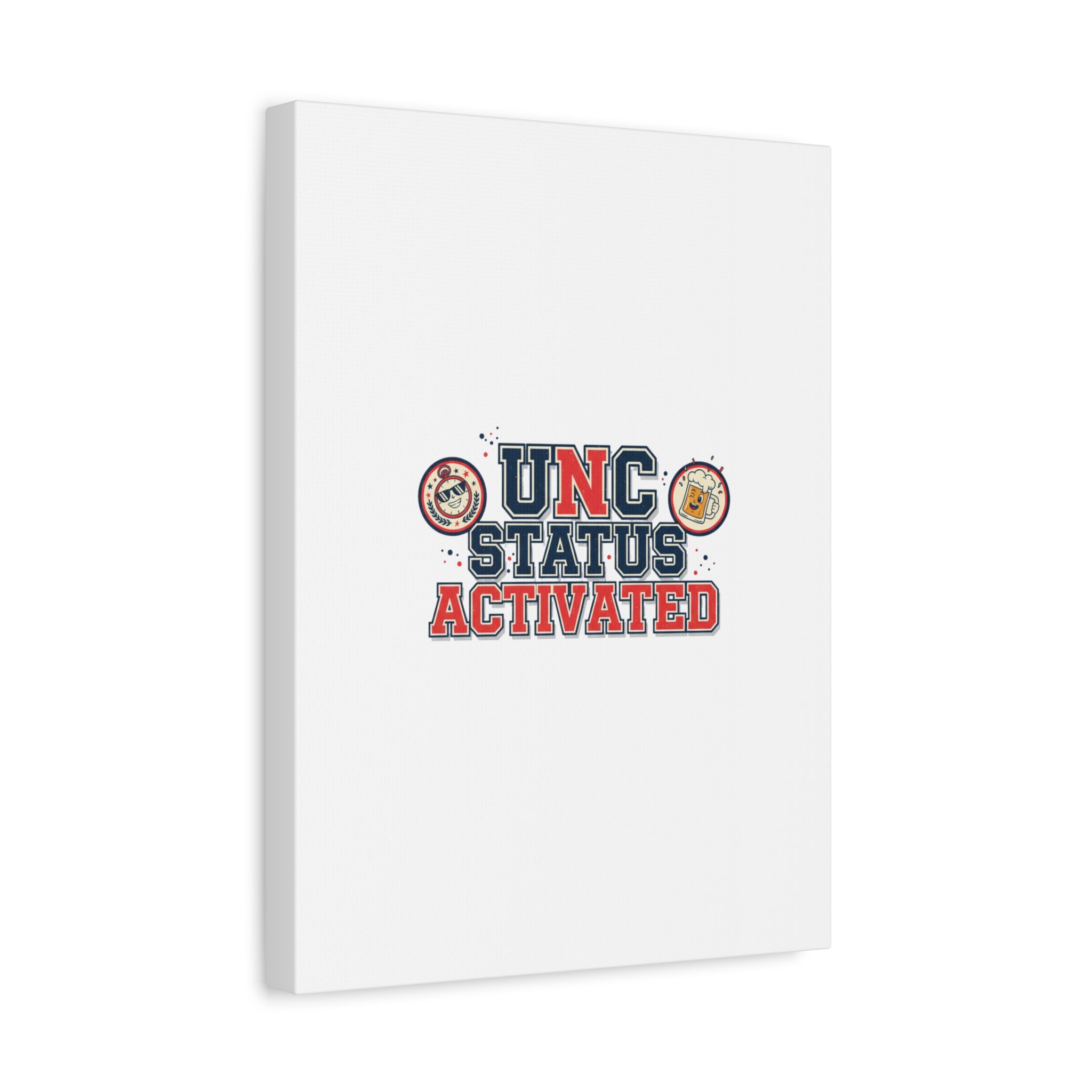 UNC Status Activated Canvas, Stretched | Varsity Crest, Midlife Humor