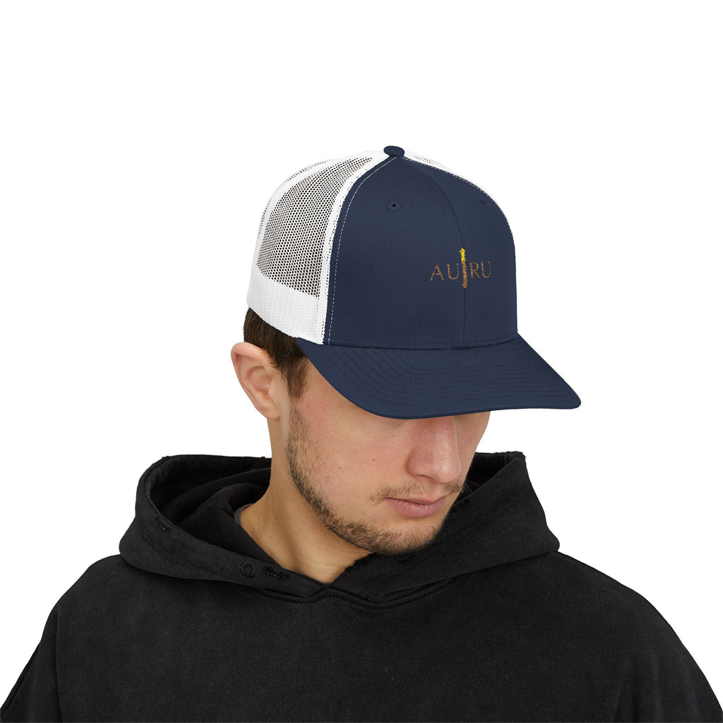Gold Script Trucker Cap - 'AUIRU' Minimal Embroidered Snapback