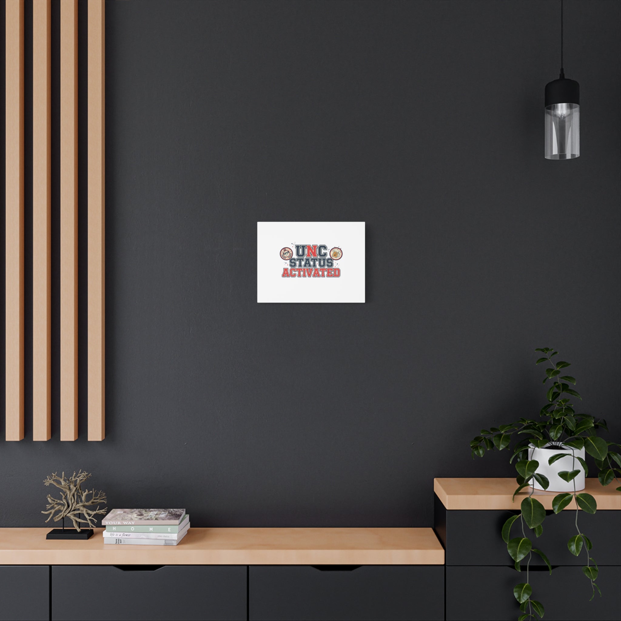 UNC Status Activated Canvas, Stretched | Varsity Crest, Midlife Humor