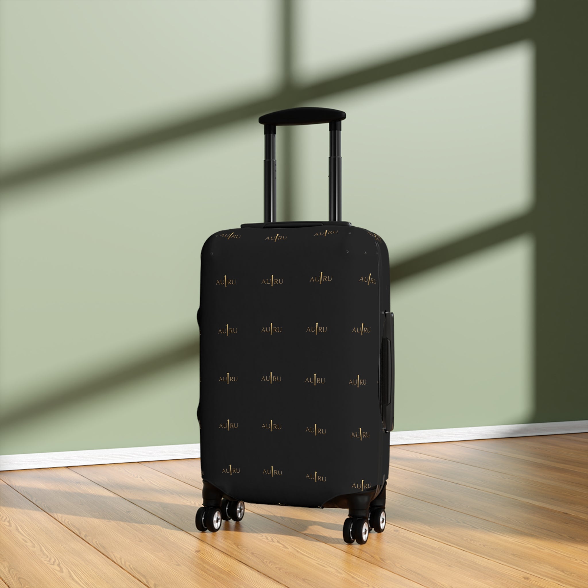 Luggage Cover - Black with Gold Minimalist Wave Pattern - AURU