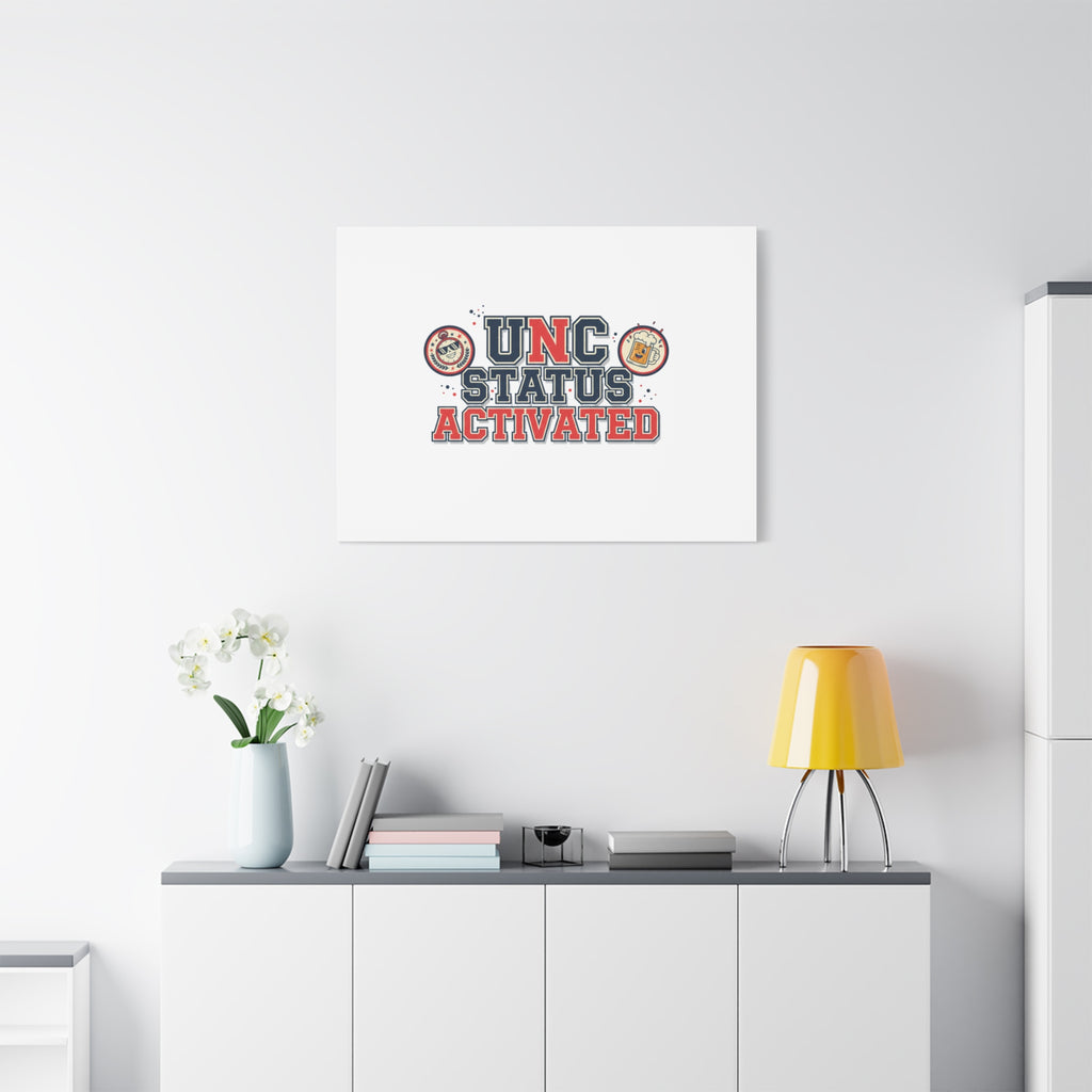 UNC Status Activated Canvas, Stretched | Varsity Crest, Midlife Humor