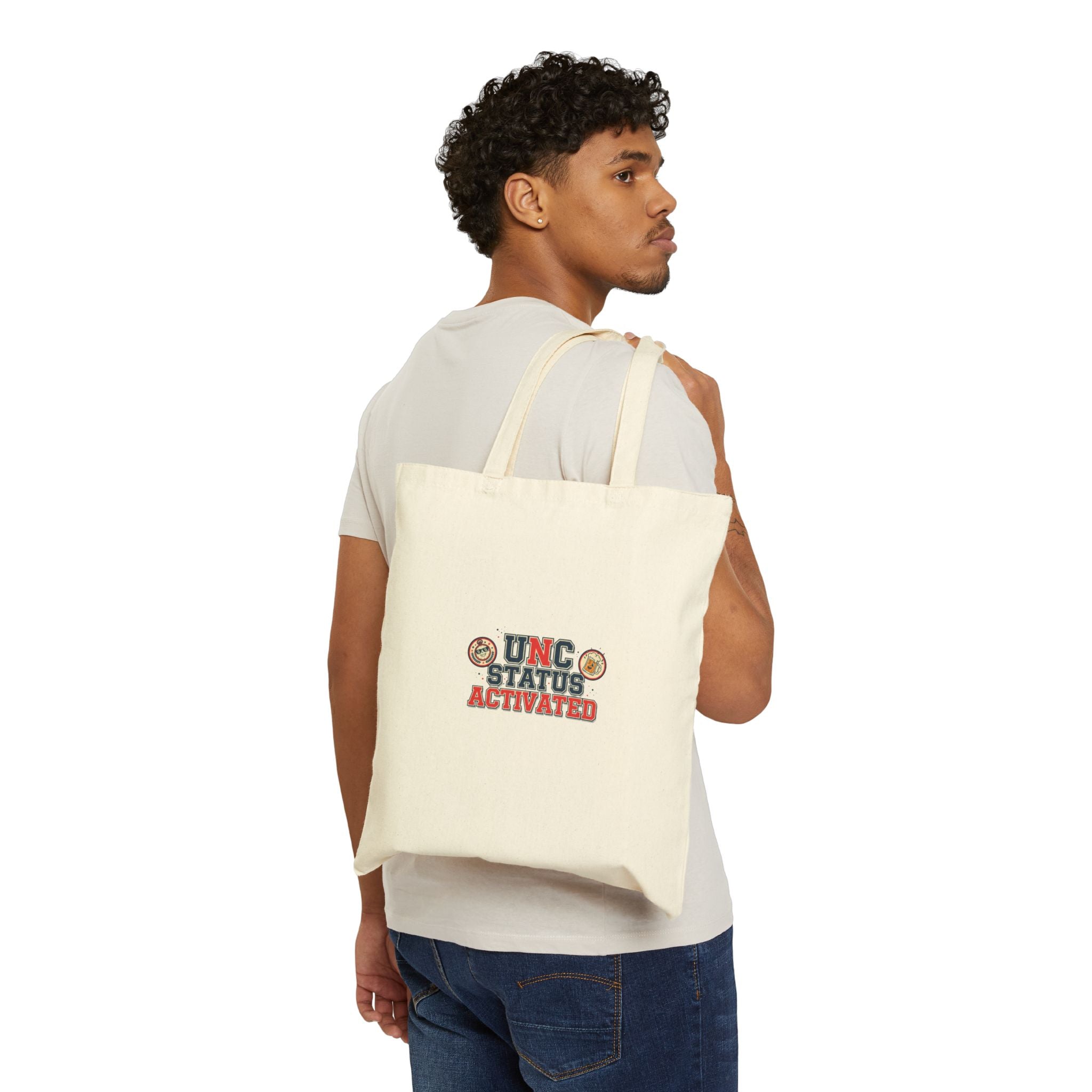 UNC Status Activated Tote | Vintage Varsity Crest, Midlife Humor Canvas