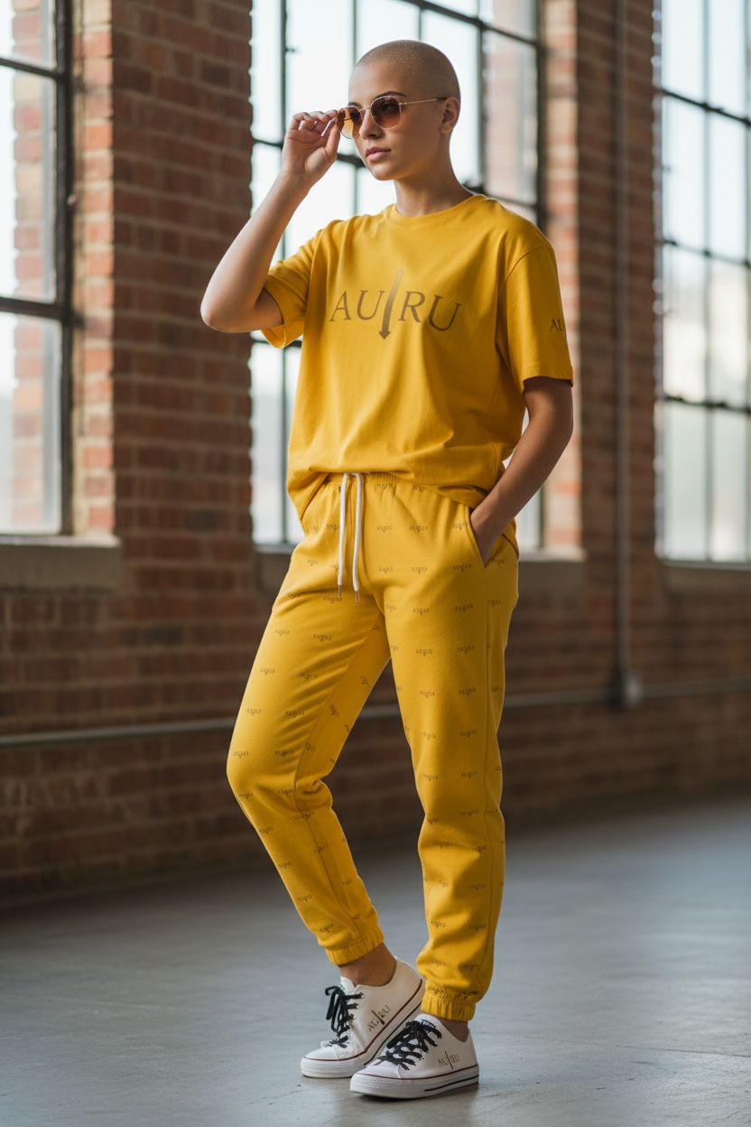 Yellow Palm Pattern Joggers — All-Over Print Athletic Sweatpants