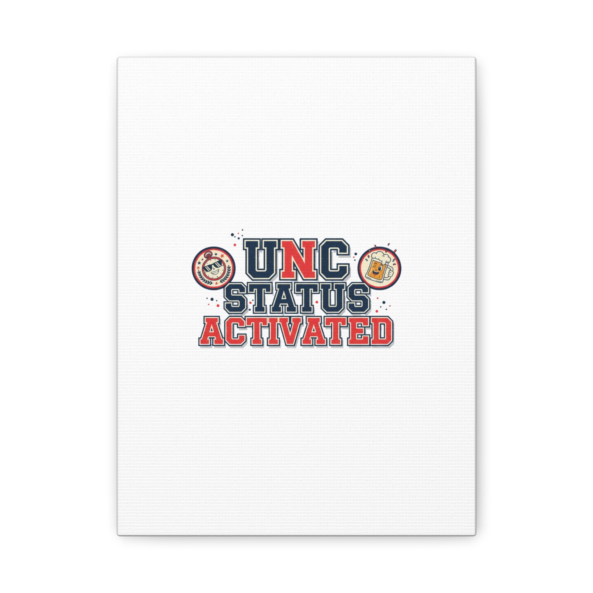 UNC Status Activated Canvas, Stretched | Varsity Crest, Midlife Humor
