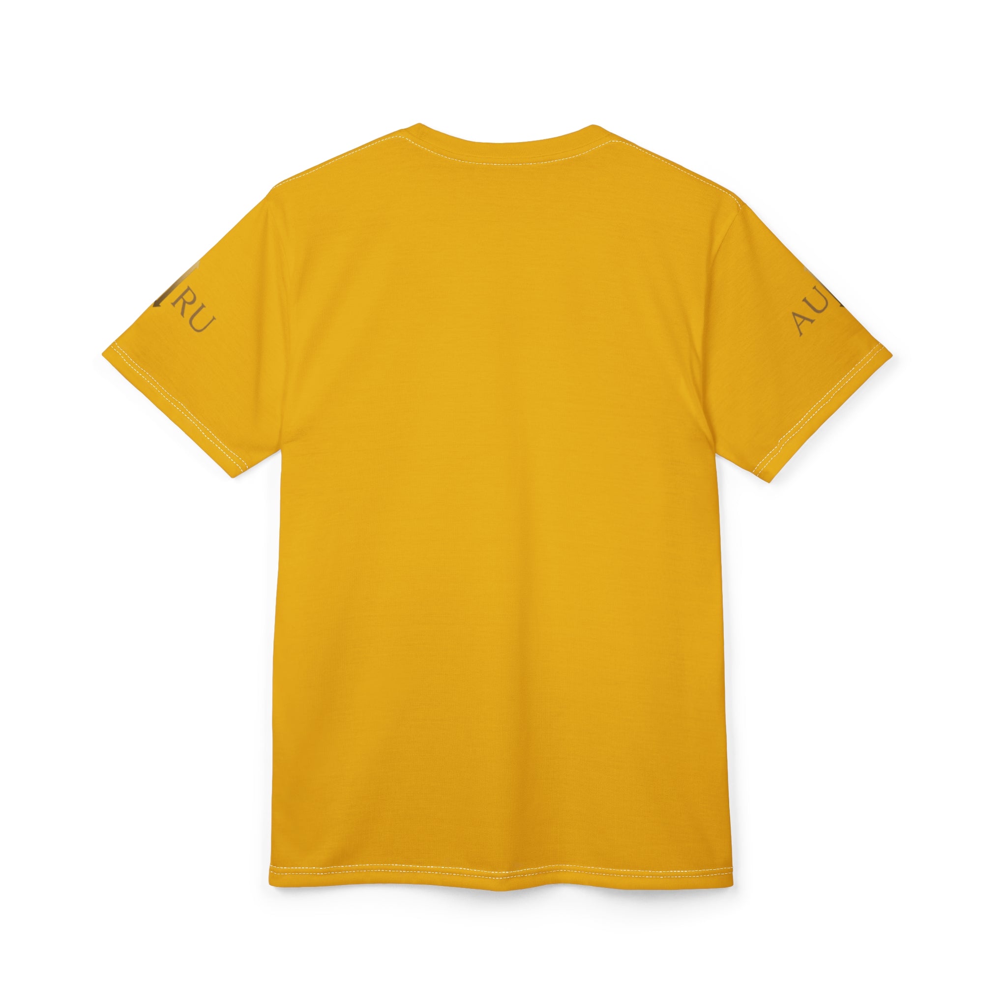 AURU Arrow Logo T‑Shirt — Minimal Gold Graphic Tee