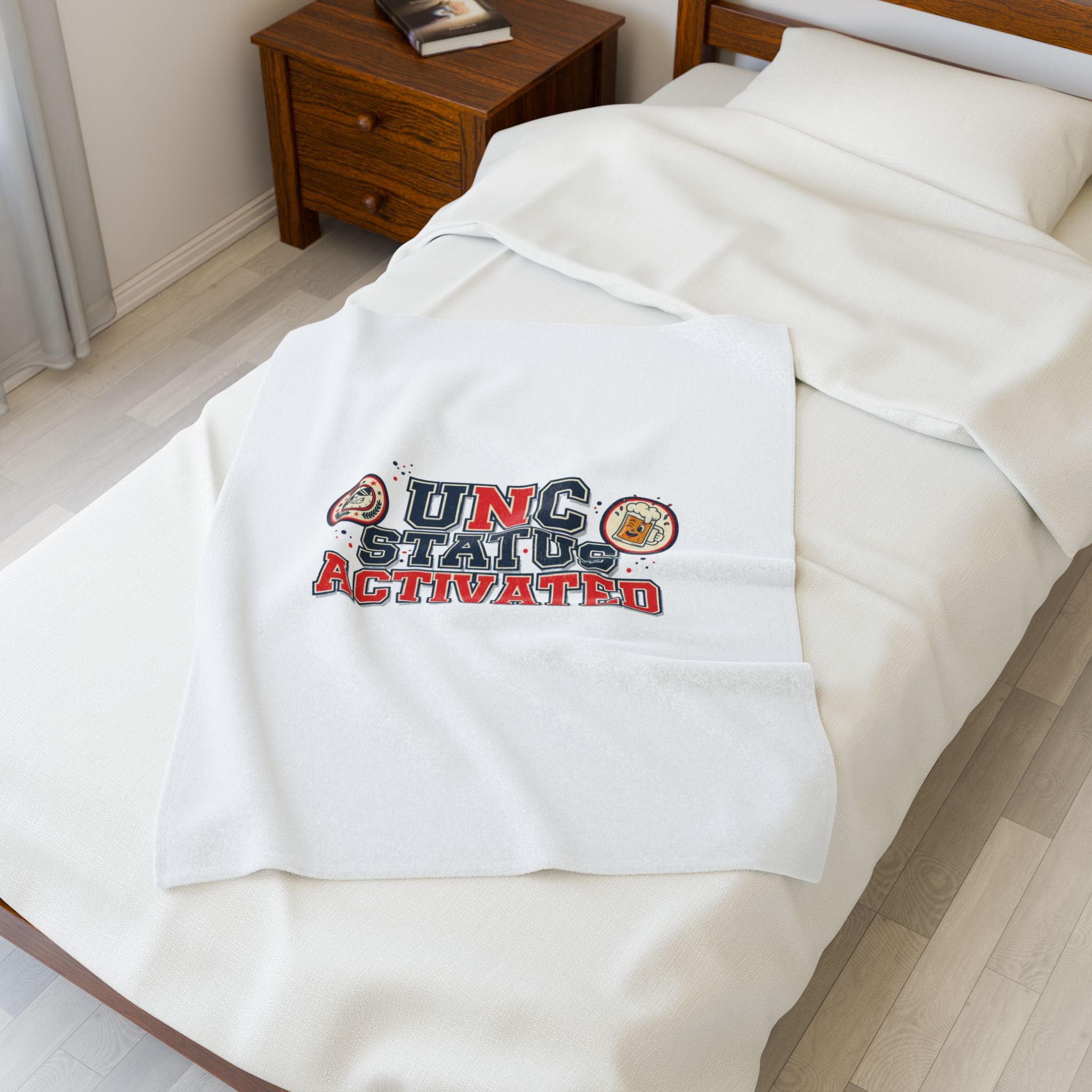 UNC Status Activated Blanket | Vintage Varsity Crest, Midlife Humor