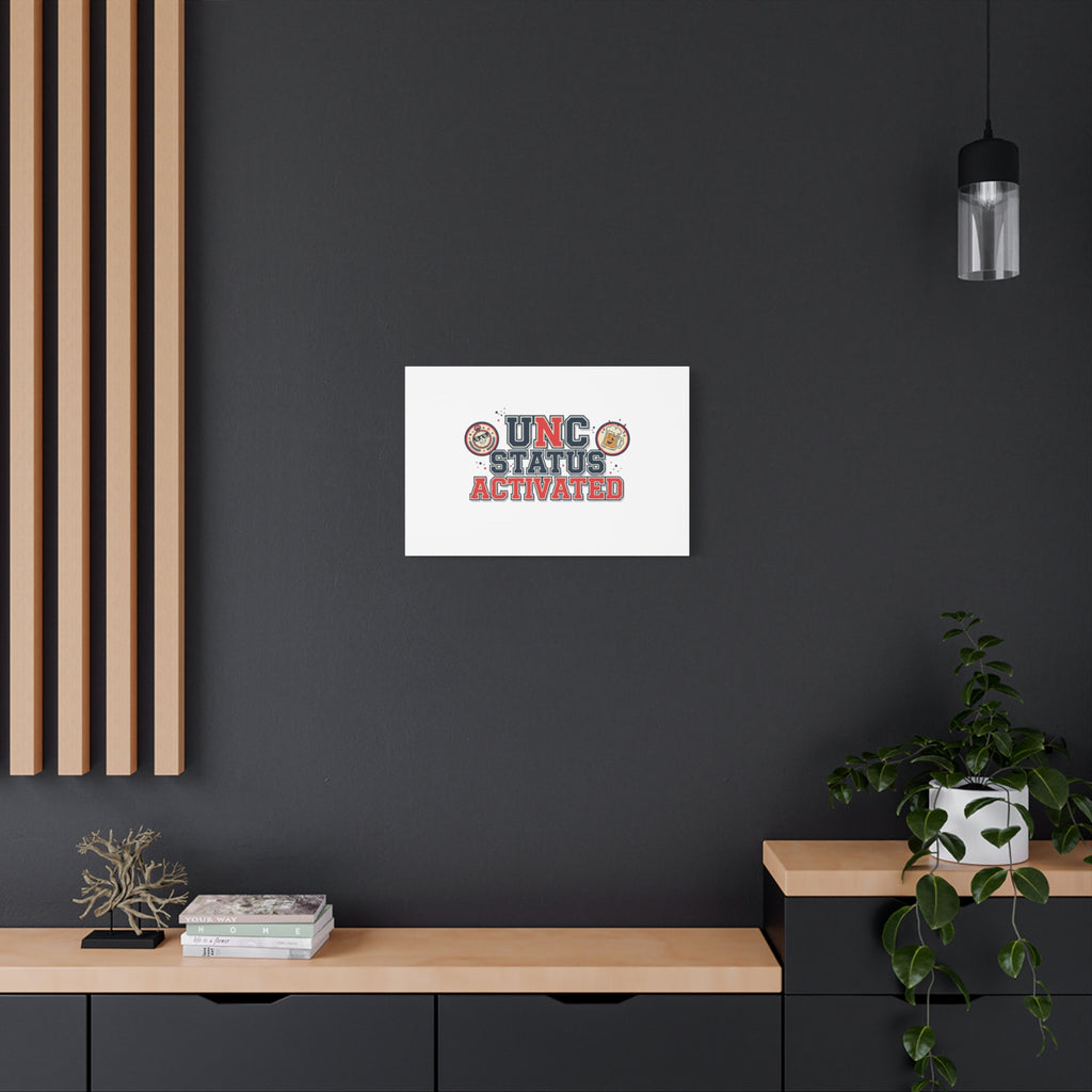 UNC Status Activated Canvas, Stretched | Varsity Crest, Midlife Humor