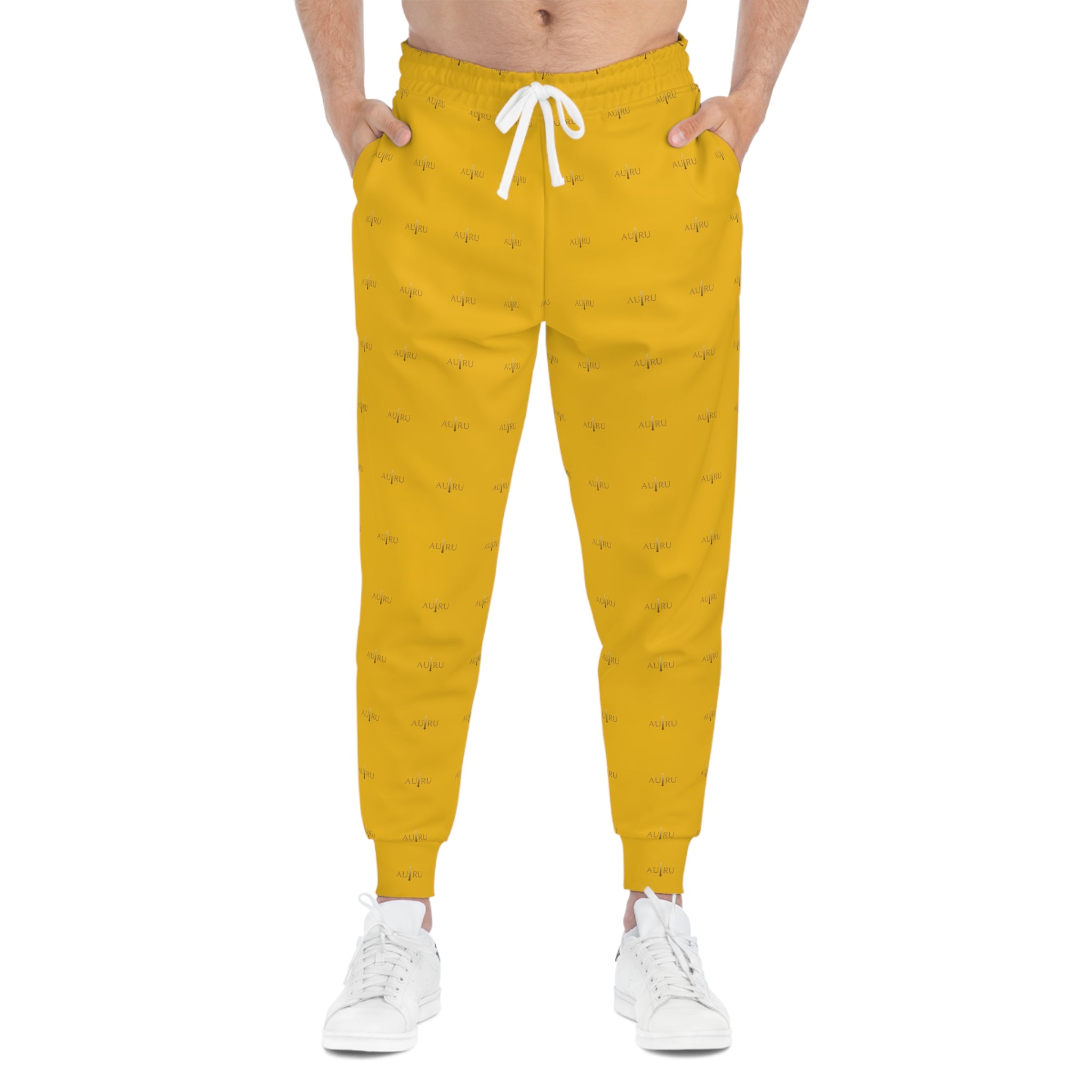 Yellow Palm Pattern Joggers — All-Over Print Athletic Sweatpants