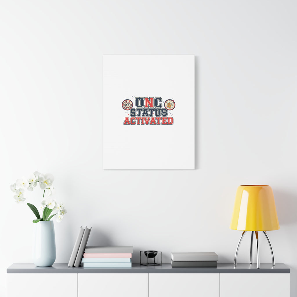 UNC Status Activated Canvas, Stretched | Varsity Crest, Midlife Humor