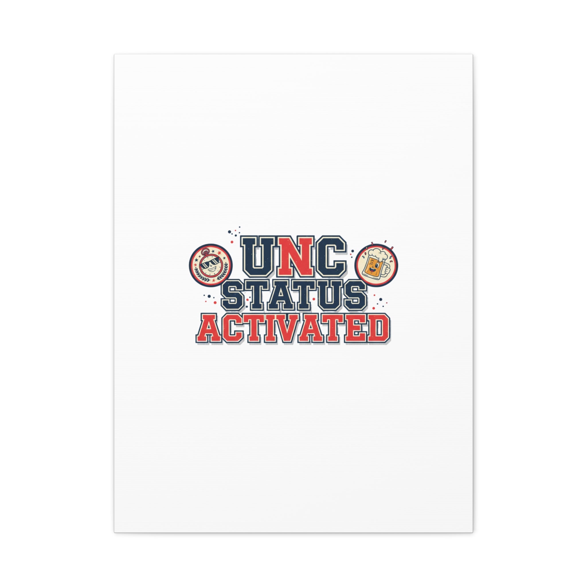 UNC Status Activated Canvas, Stretched | Varsity Crest, Midlife Humor