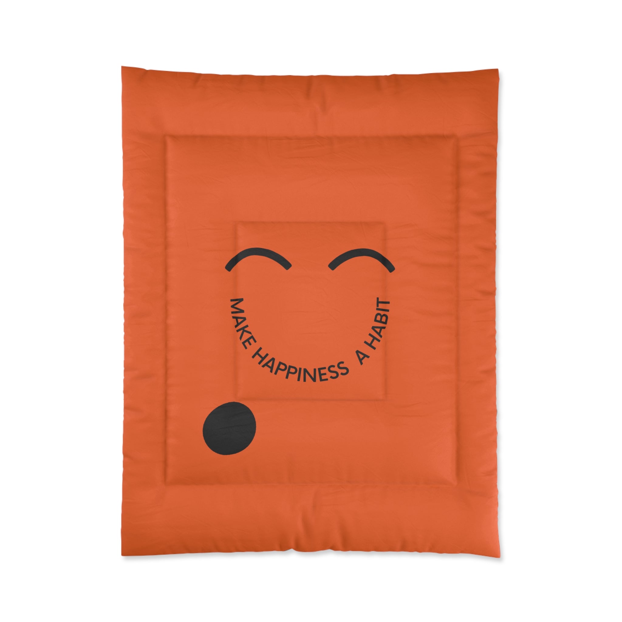 Comforter - "Make Happiness a Habit" Smiley Face Orange Bedding