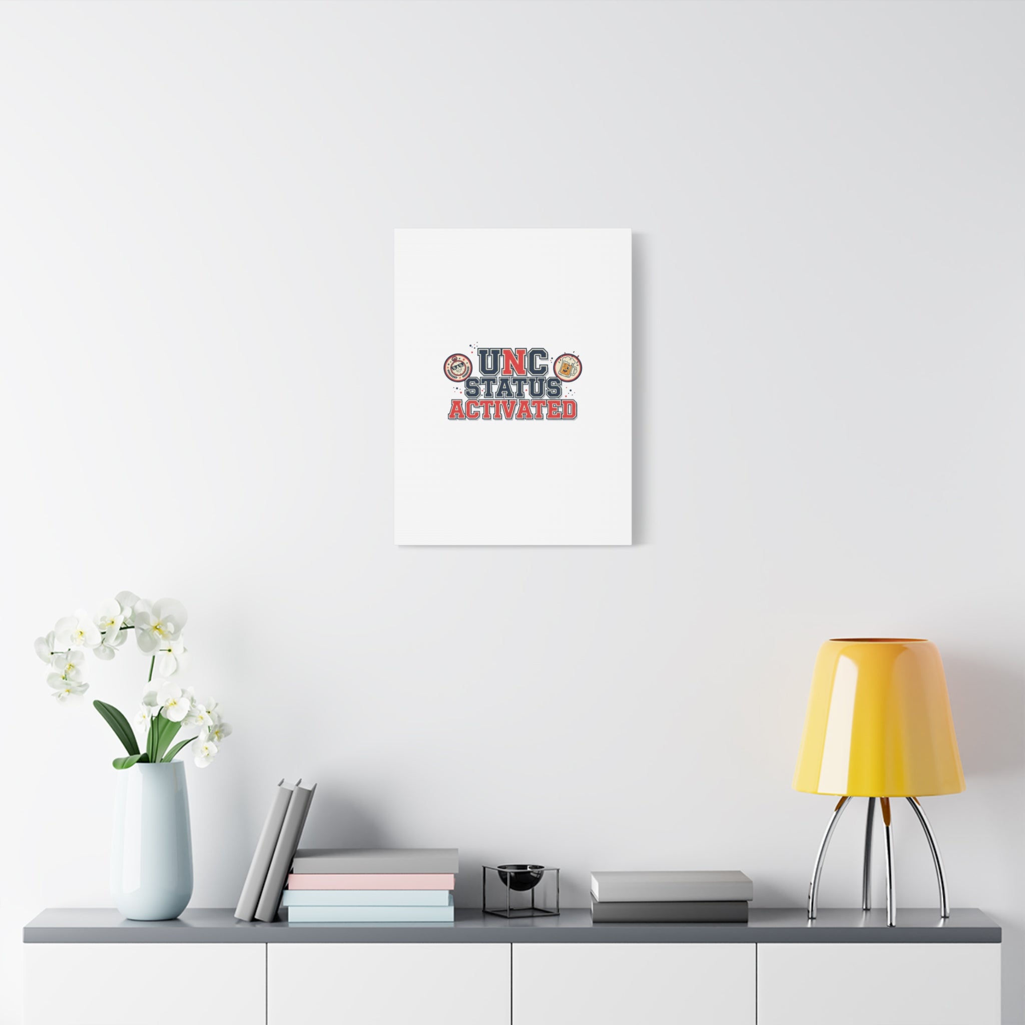 UNC Status Activated Canvas, Stretched | Varsity Crest, Midlife Humor