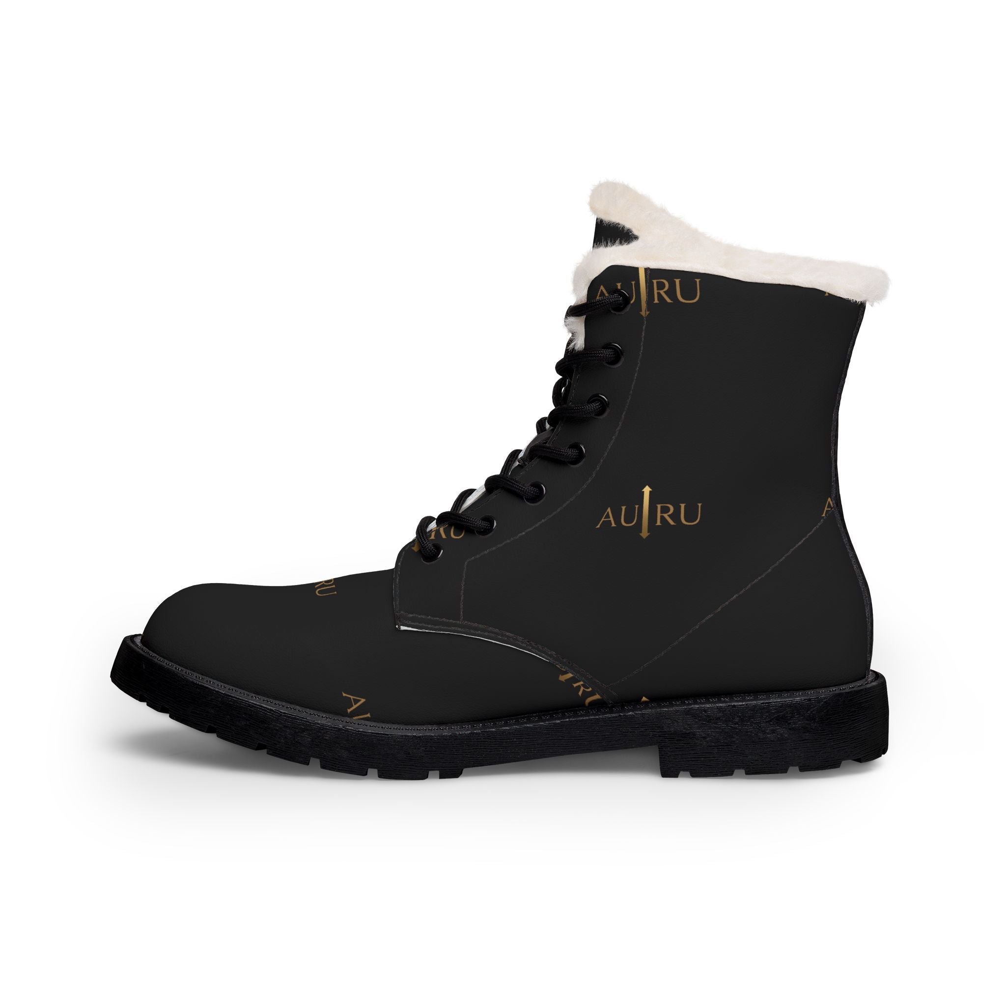 Women's AU|RU Fur-Lined Leather Lace-Up Boots — Insulated Winter Ankle Boots