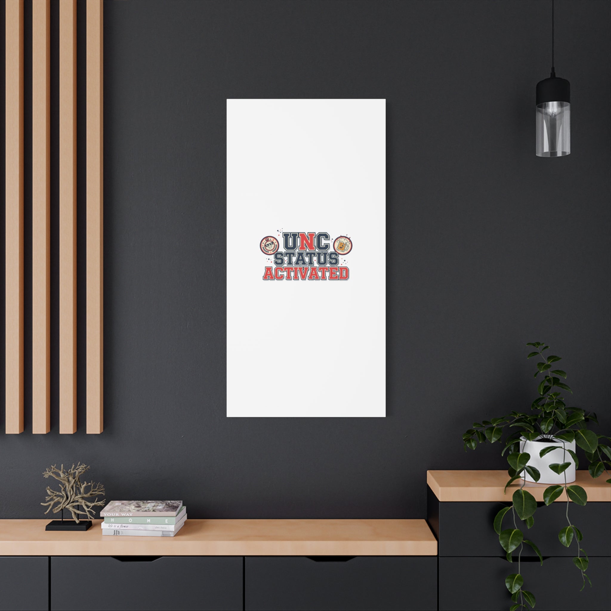 UNC Status Activated Canvas, Stretched | Varsity Crest, Midlife Humor