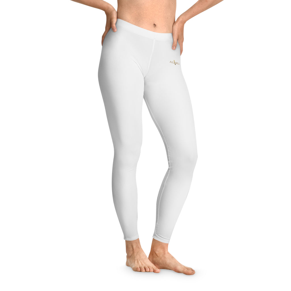 White Minimal 'aloha' Leggings – Lightweight Stretch Yoga & Everyday Wear