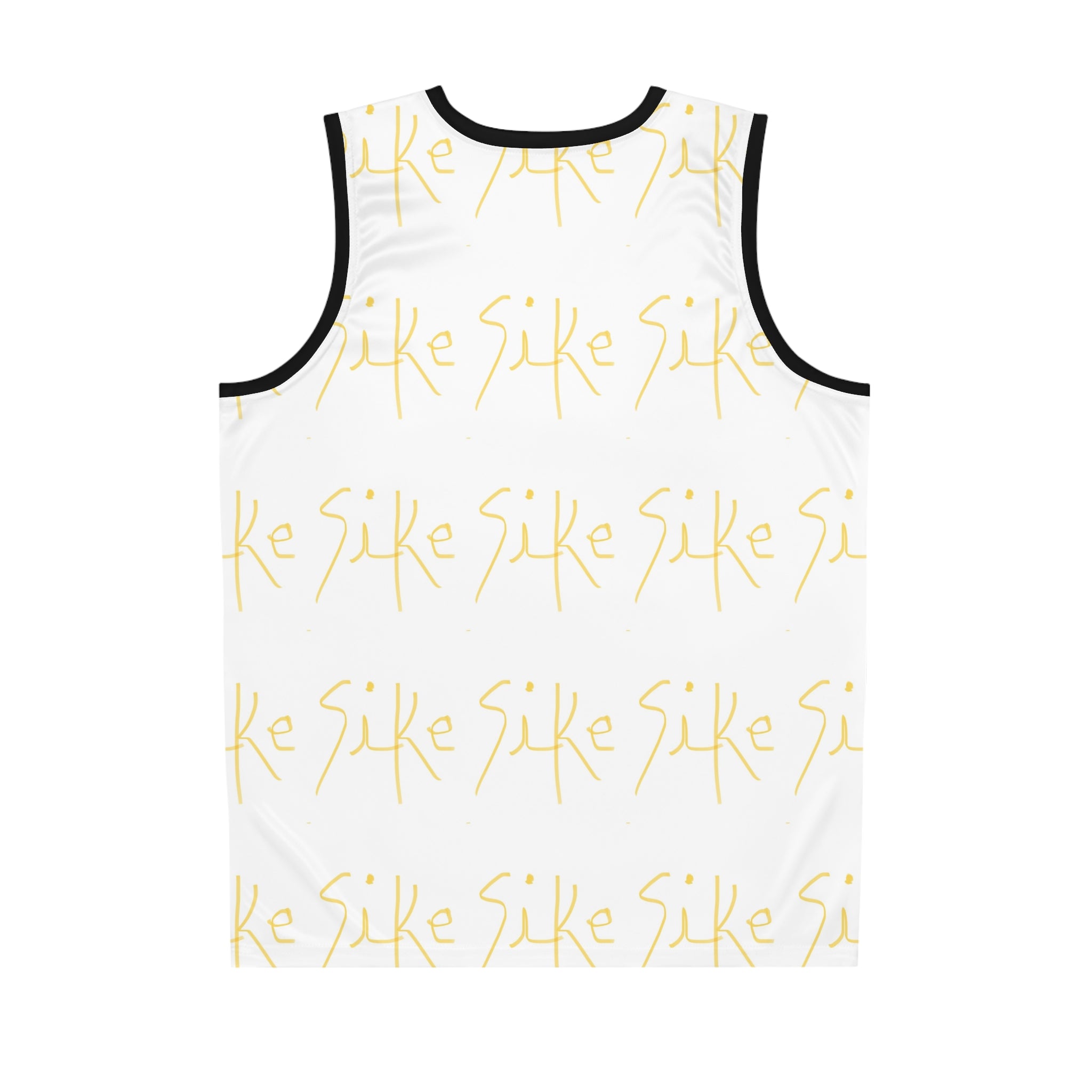 Sike Pattern Basketball Jersey — White & Gold All-Over Print- AURU
