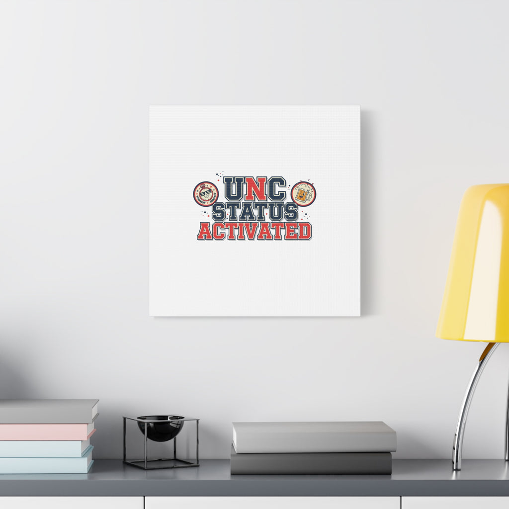 UNC Status Activated Canvas, Stretched | Varsity Crest, Midlife Humor