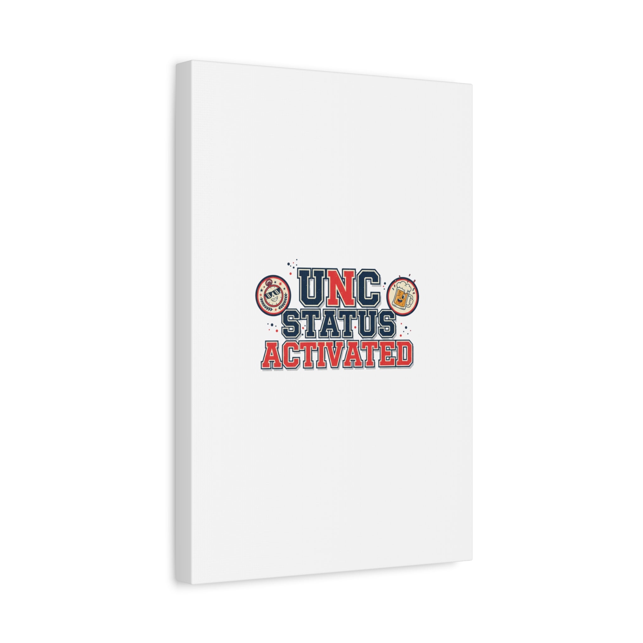 UNC Status Activated Canvas, Stretched | Varsity Crest, Midlife Humor