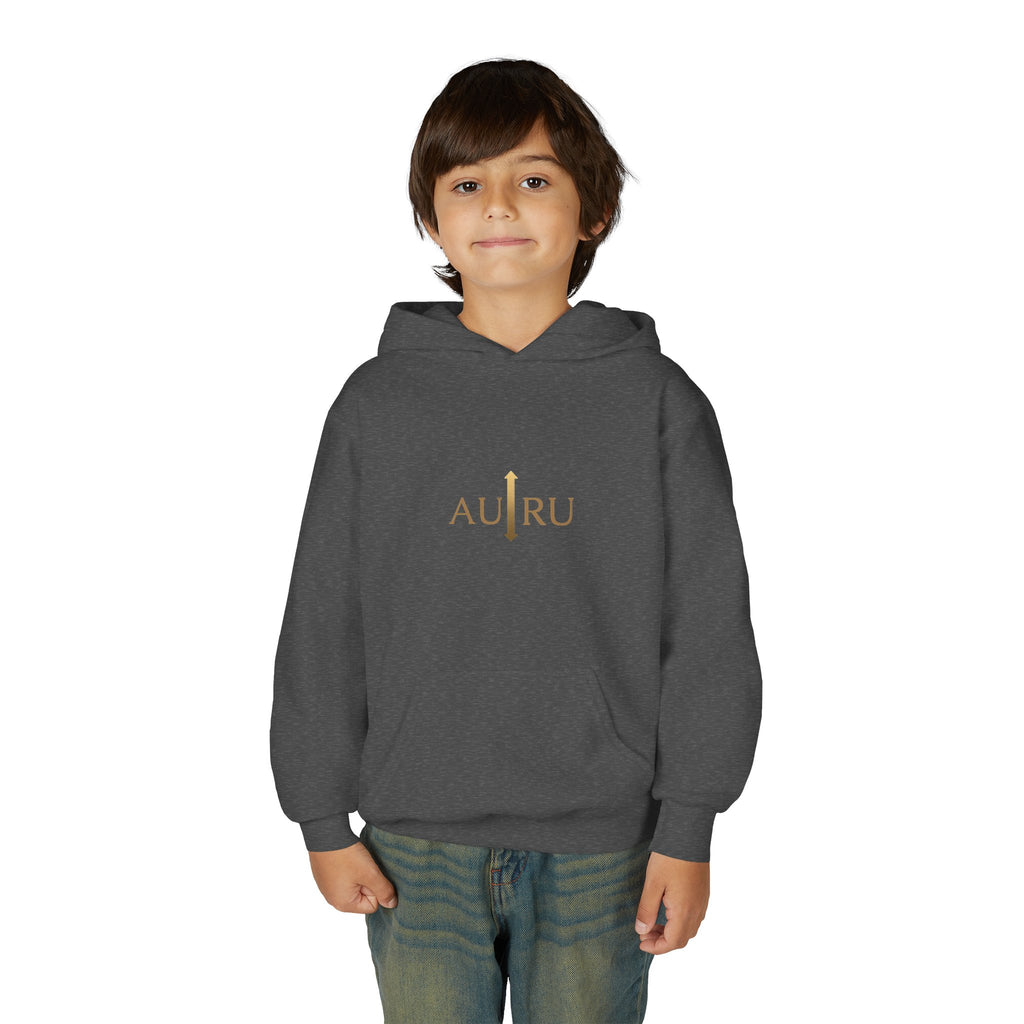 Youth Hoodie — Minimal 'AURU' Gold Logo Pullover