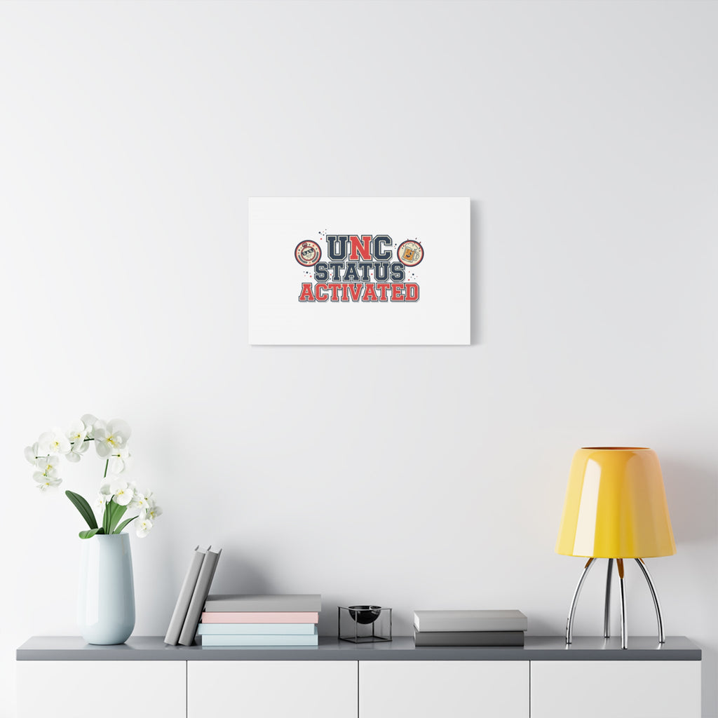 UNC Status Activated Canvas, Stretched | Varsity Crest, Midlife Humor