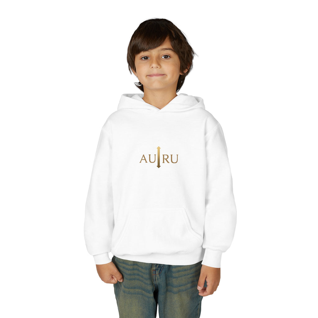 Youth Hoodie — Minimal 'AURU' Gold Logo Pullover