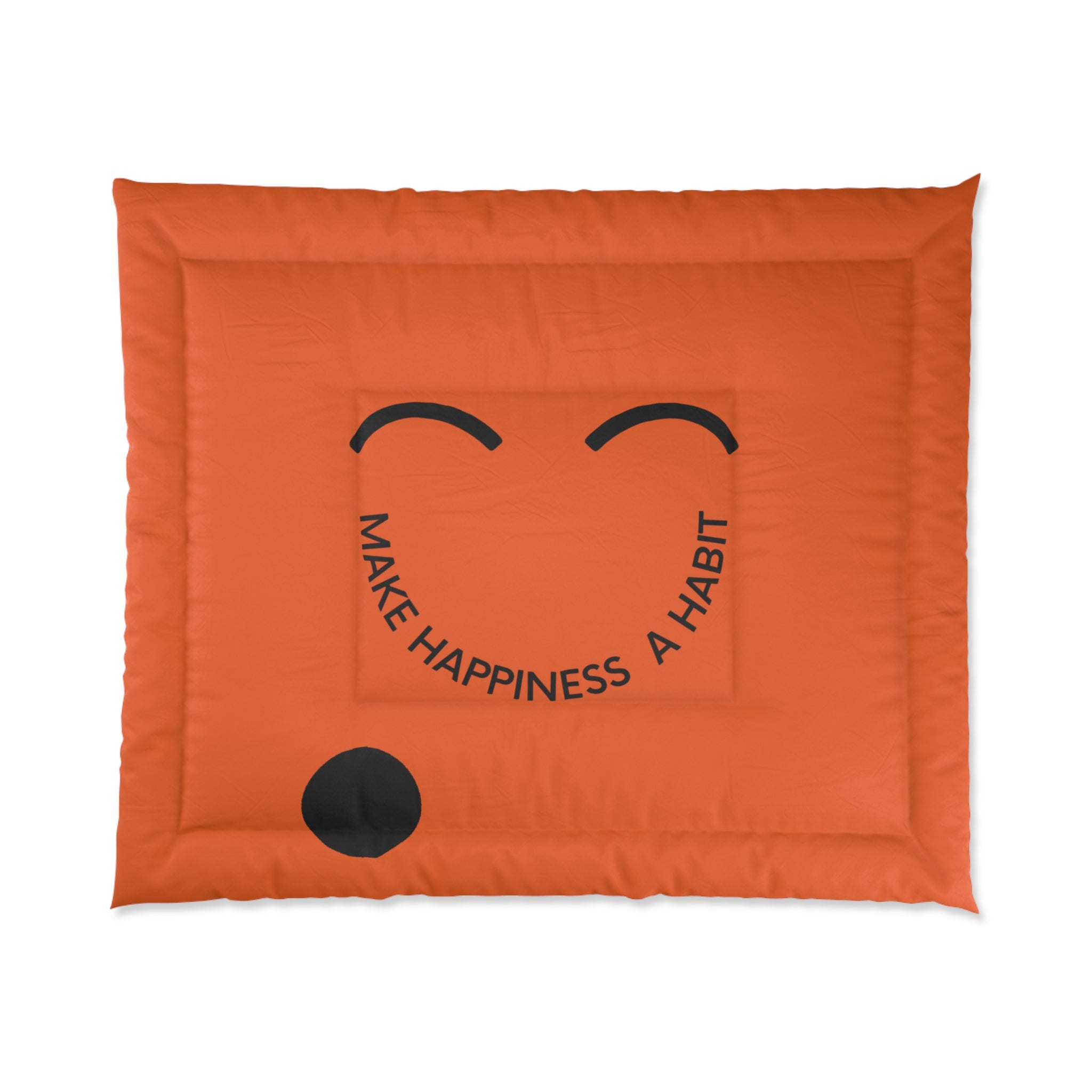 Comforter - "Make Happiness a Habit" Smiley Face Orange Bedding