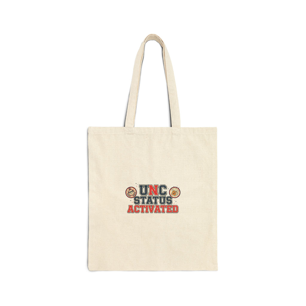 UNC Status Activated Tote | Vintage Varsity Crest, Midlife Humor Canvas