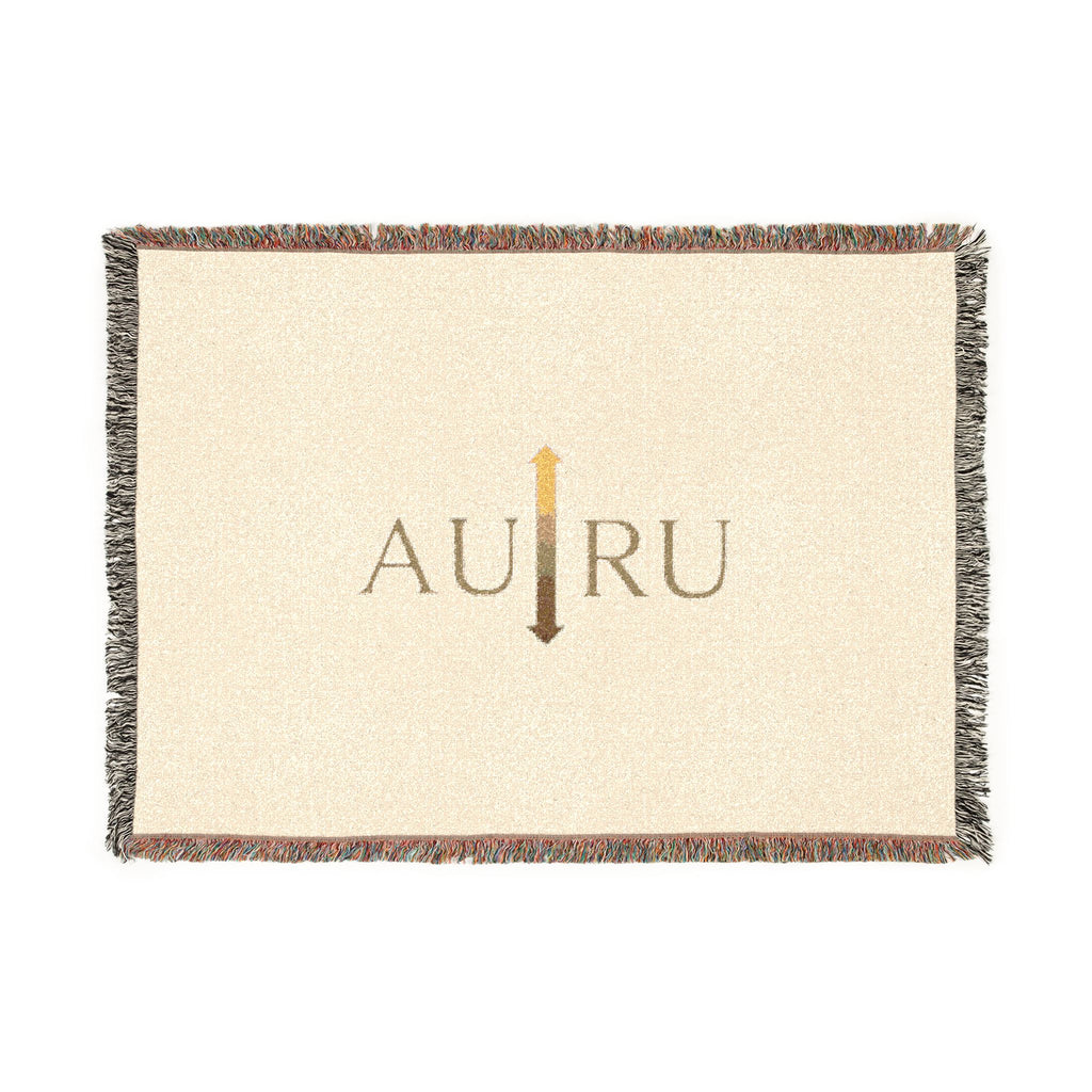 AU|RU Arrow Logo Woven Blanket — Reversible Vintage Fringe Throw