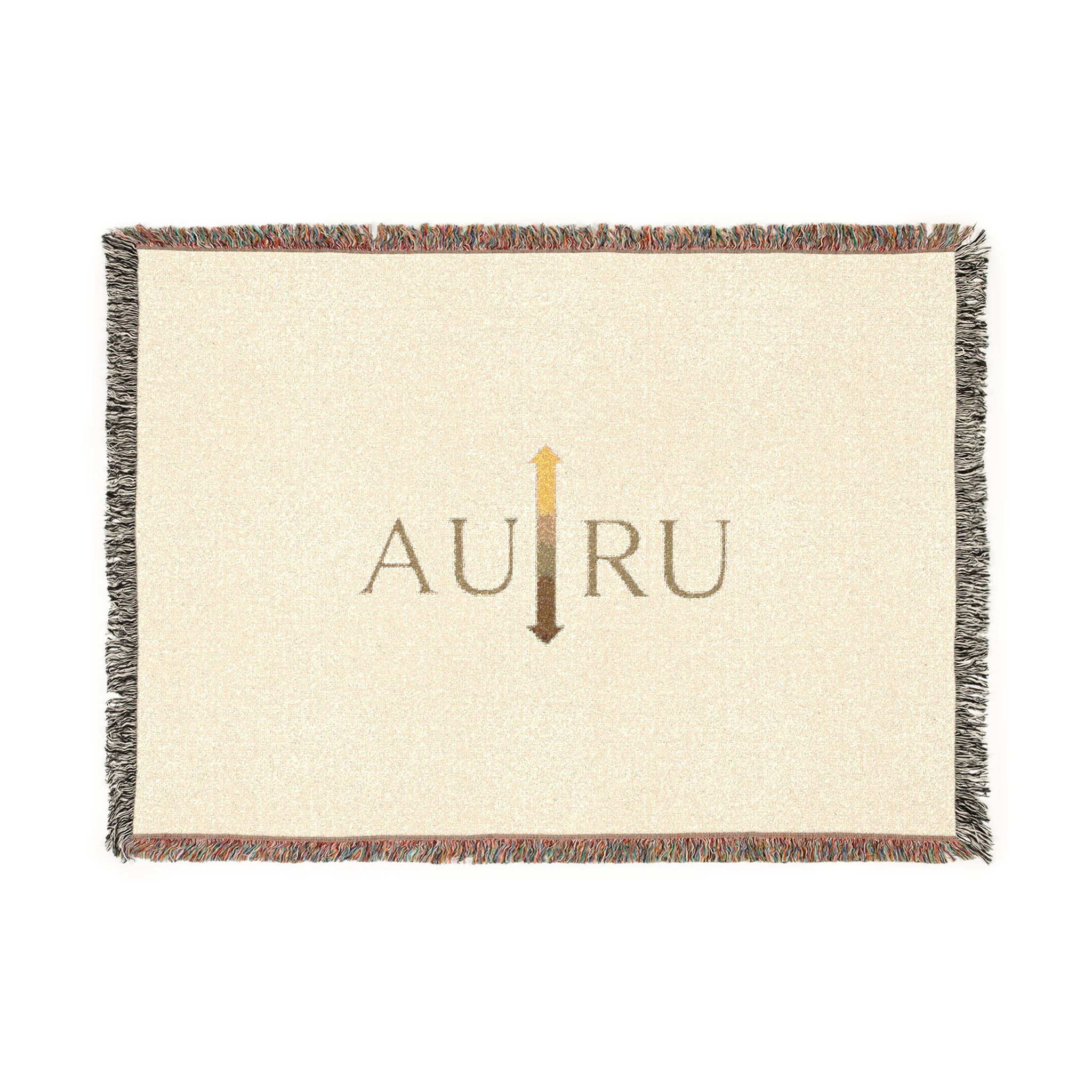 AU|RU Arrow Logo Woven Blanket — Reversible Vintage Fringe Throw