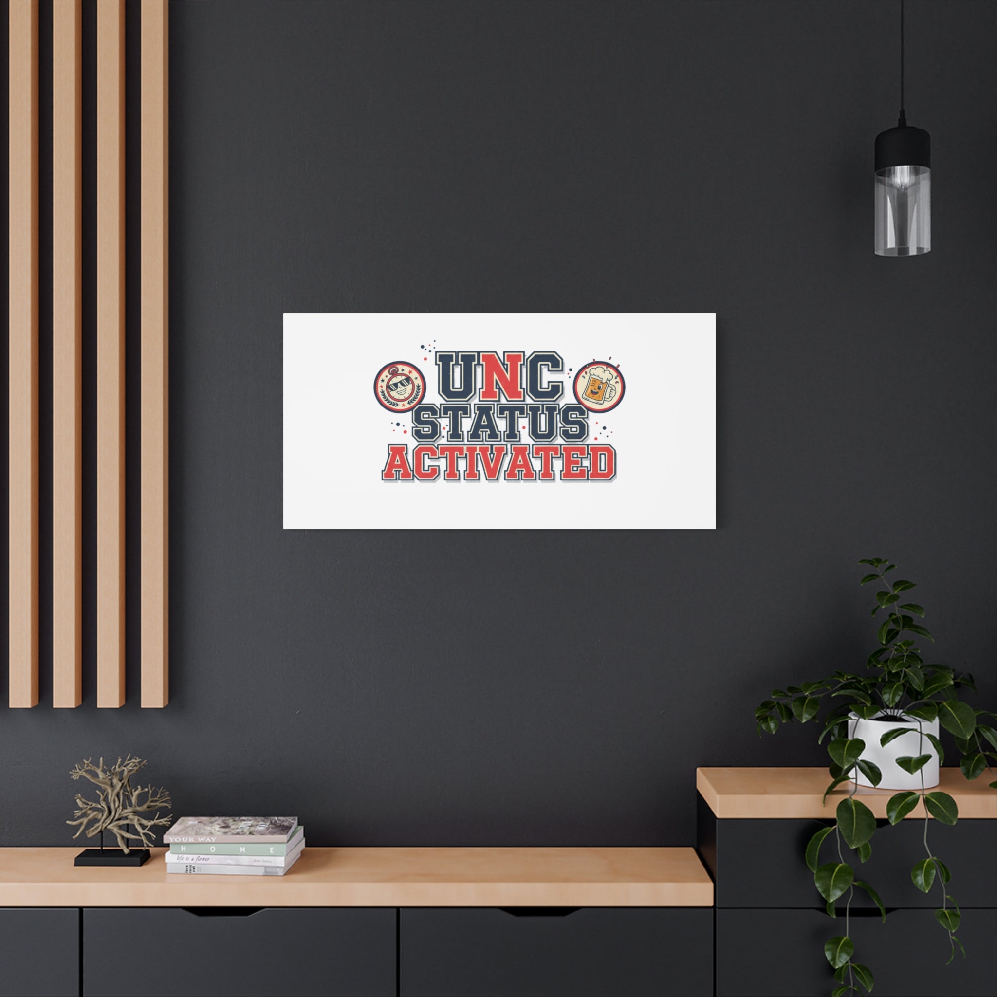 UNC Status Activated Canvas, Stretched | Varsity Crest, Midlife Humor