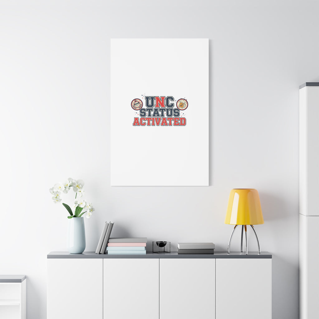 UNC Status Activated Canvas, Stretched | Varsity Crest, Midlife Humor
