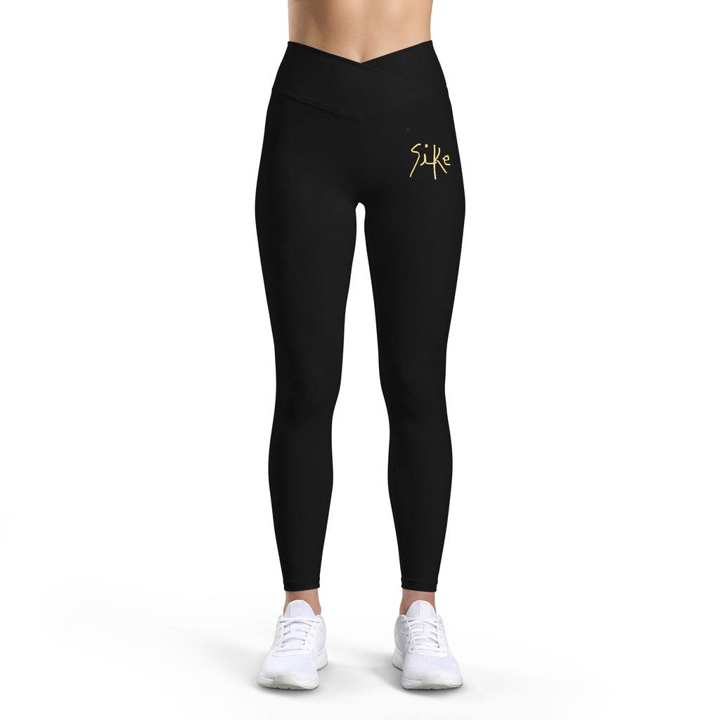 Luxe Women’s Leggings — Black with Gold “SiKe” Script