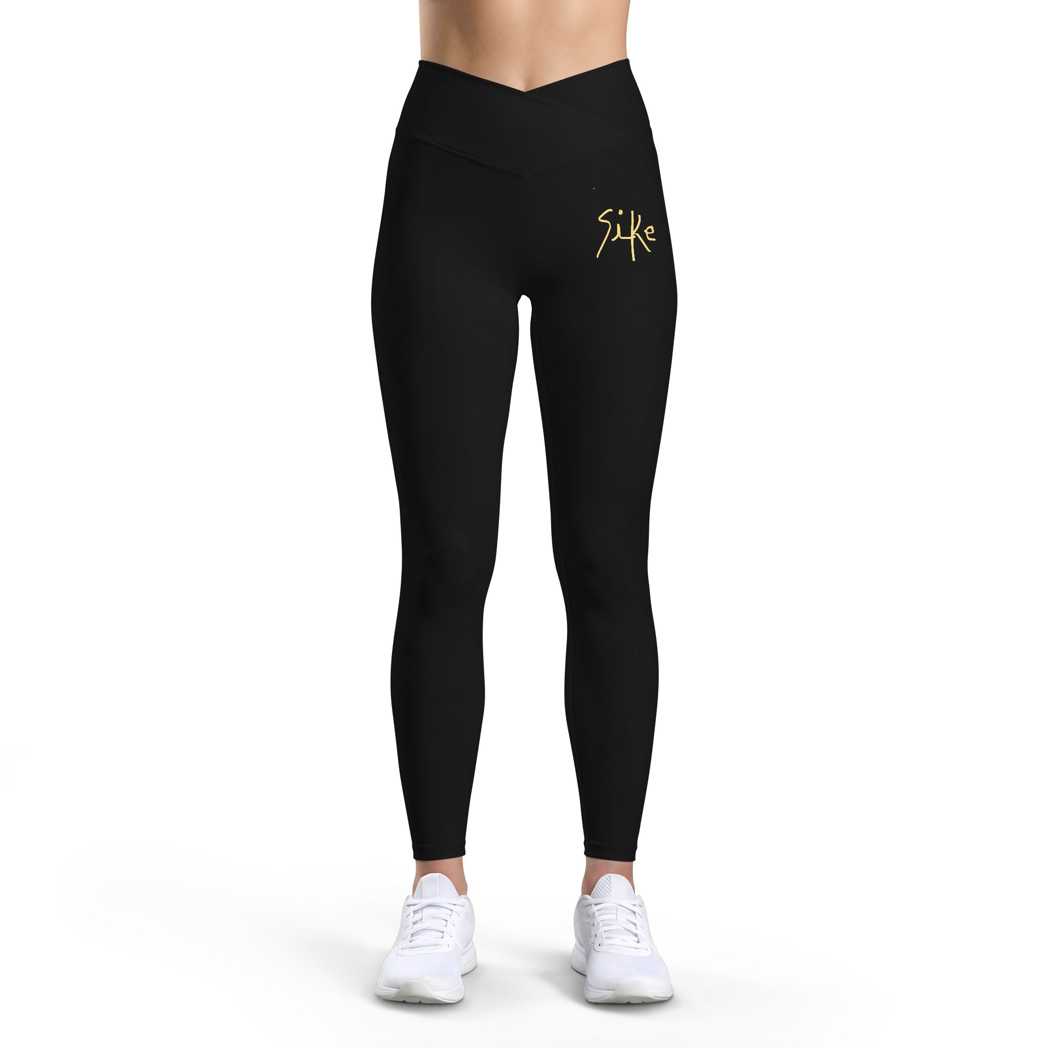 Luxe Women’s Leggings — Black with Gold “SiKe” Script