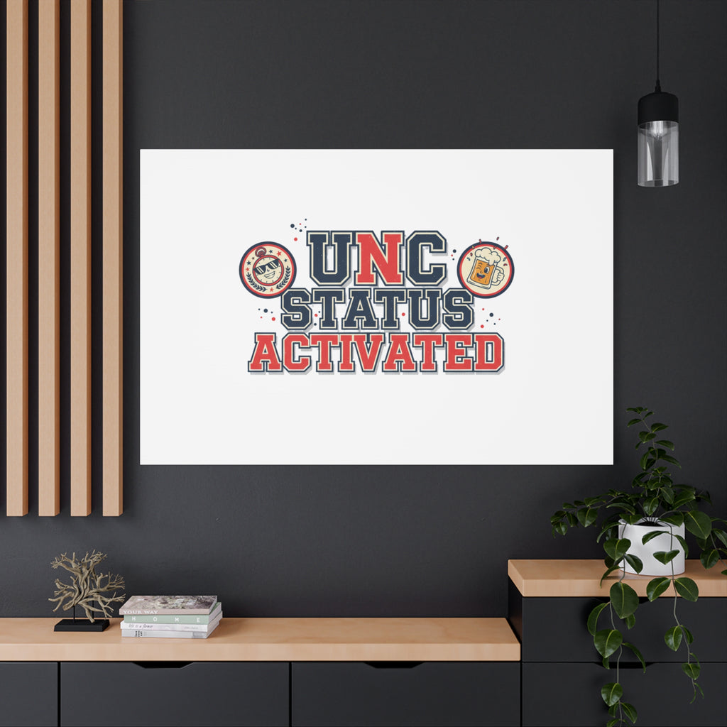 UNC Status Activated Canvas, Stretched | Varsity Crest, Midlife Humor