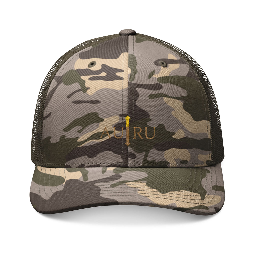 Embroidered Camo Trucker Hat — Classic Military Mesh Cap