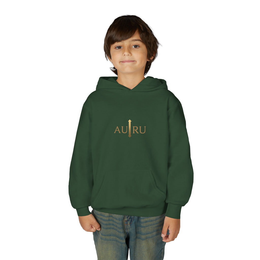 Youth Hoodie — Minimal 'AURU' Gold Logo Pullover